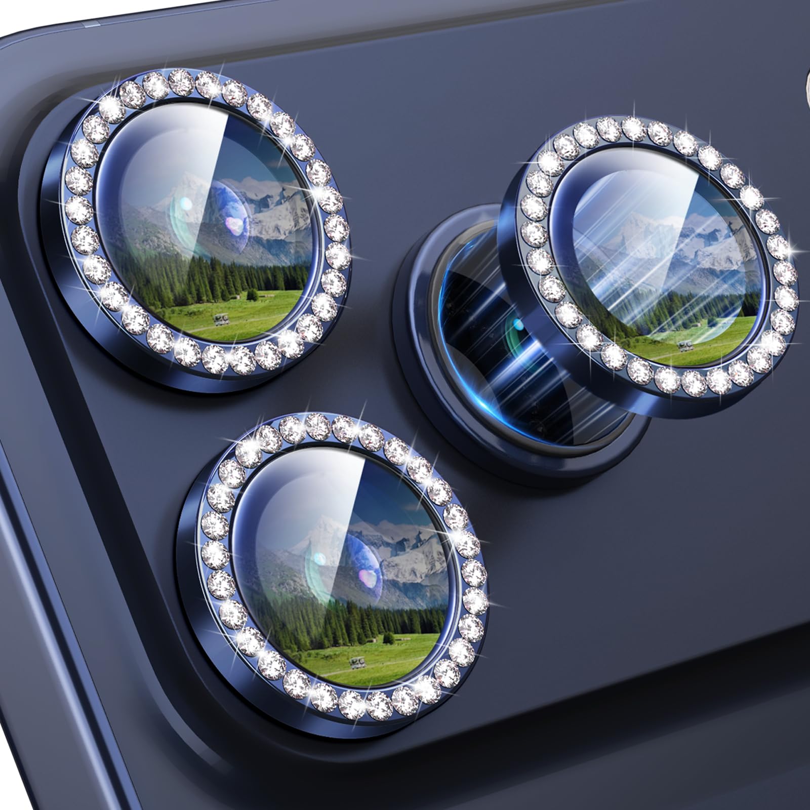 Xfilm for iPhone 17 Pro / 17 Pro Max Camera Lens Protector Bling, Individual Diamond Metal Ring with 9H Hardness, Scratch-Proof 