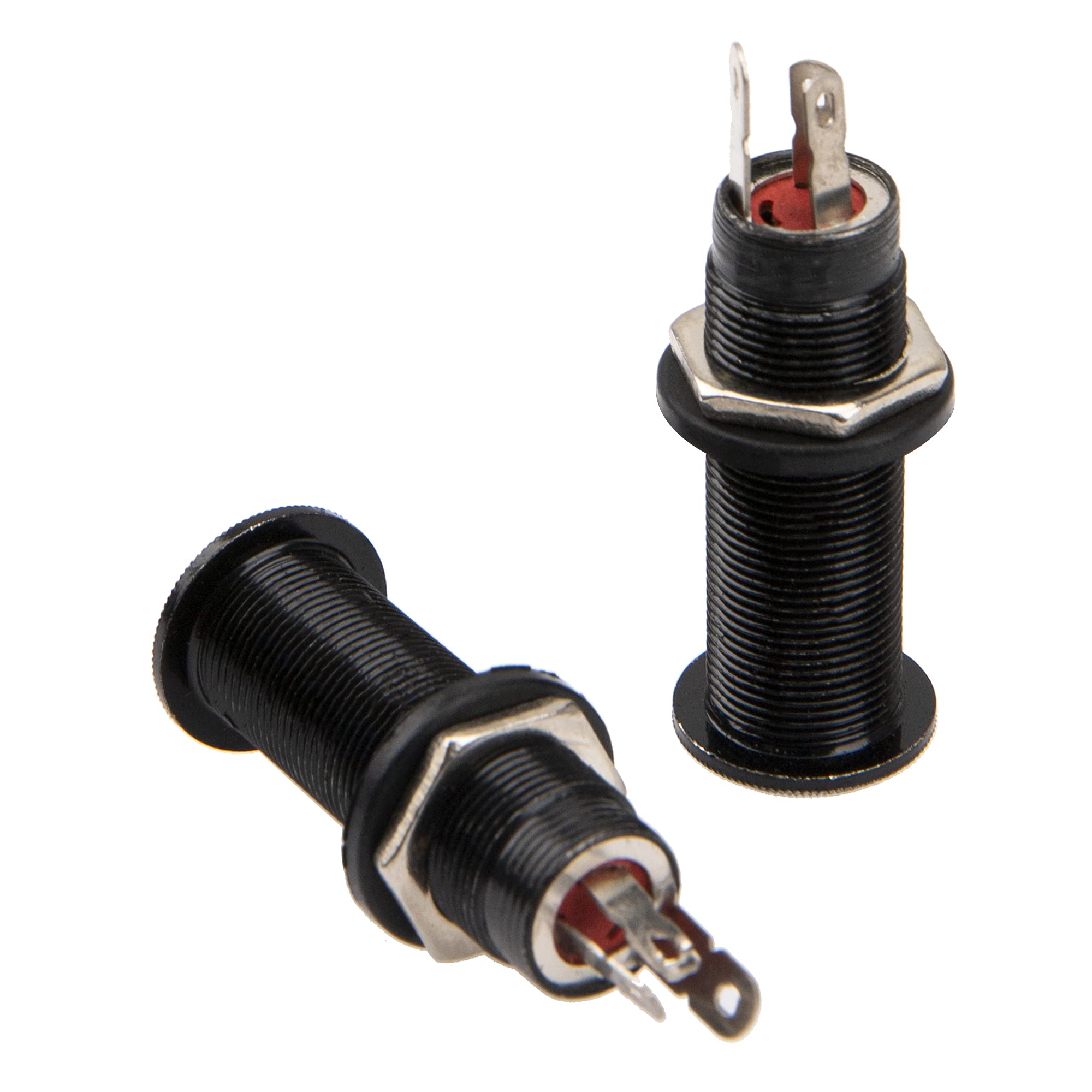 2Pcs Yootones Threaded Cylinder Output Jack Flush Mount Stereo Mono Jack Plug Sockets Compatible With Guitar Eq Pickup (Black)