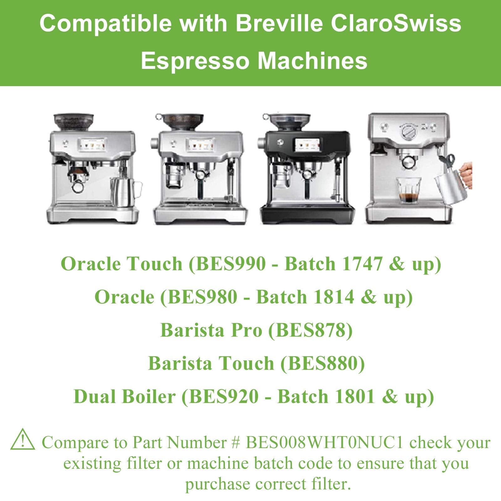 Bes880 Water Filter For Breville Espresso Machine Compatible With Breville Touch Bes880,Breville Oracle Touch Bes990,Breville Ba