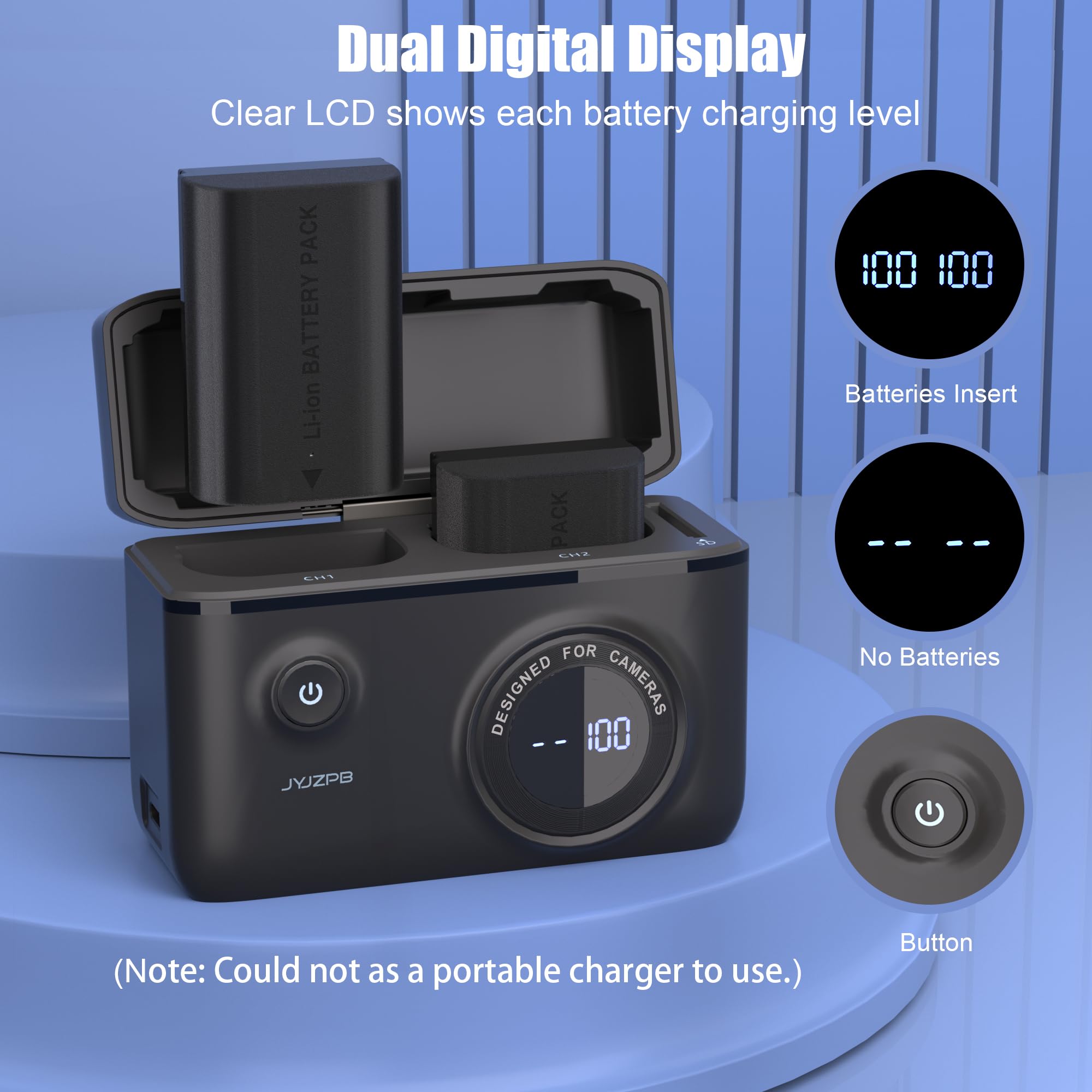 Jyjzpb 2 Pack Lp E6N Lp E6Nh Battery And Battery Charger Compatible For Canon R5 R6 Camera (Lp E6N)