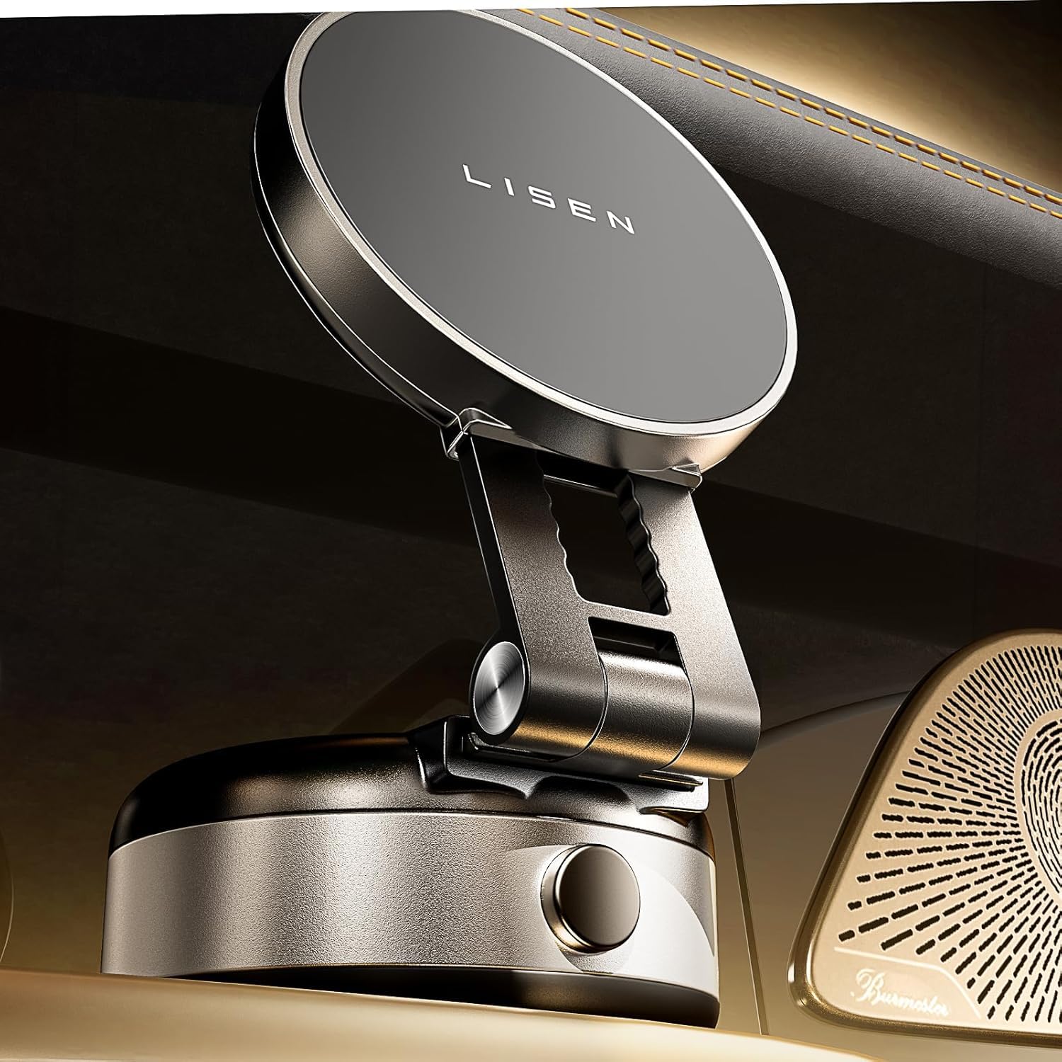 Lisen Portable Vacuum Magnetic Phone Holder Stand, Electric Vacuum Suction Phone Holder For Magsafe, Suction Cup Phone Mount Fol