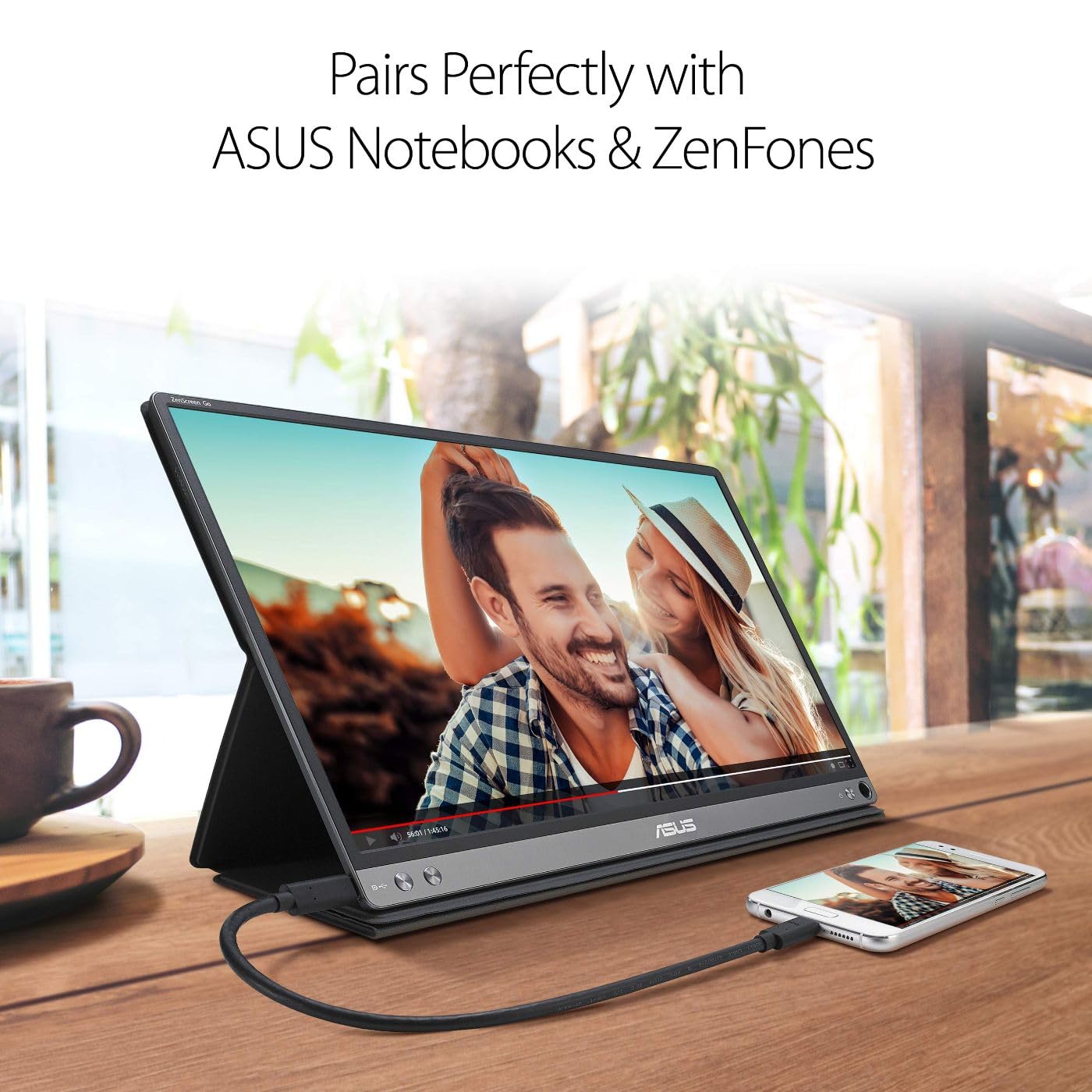 Asus Zenscreen Go Mb16Ahp 15.6'' Portable Monitor Full Hd Ips Eye Care With Micro Hdmi Usb Type C