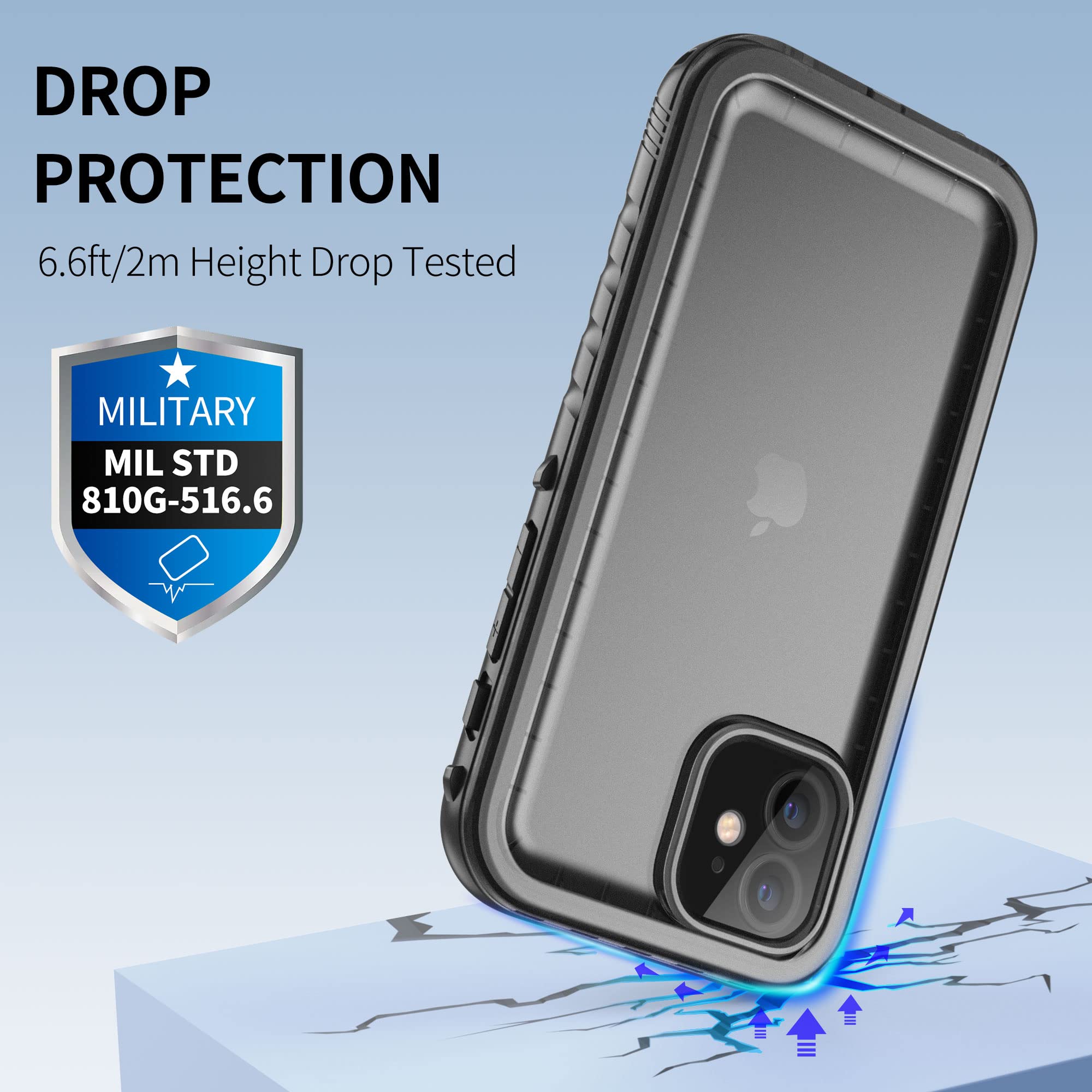 Sportlink Compatible With Iphone 12 Pro Waterproof Case - Full Body Shockproof Dustproof Phone Screen Protector Rugged Waterproo