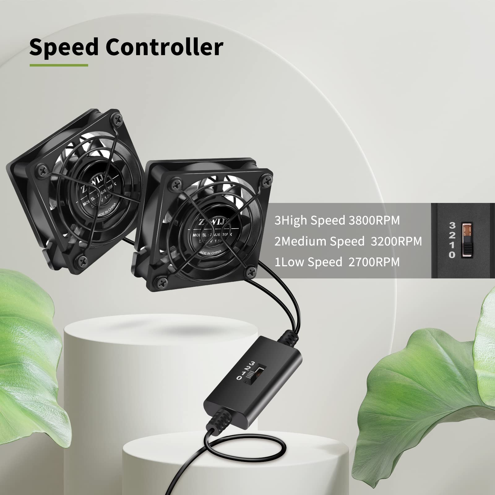 Ziwije Dual Usb Cooling Fan 60Mm With Speeds Control 5V Ball Bearing Mini Usb Fan For Cooling Mini Pc, Tv Box, Router