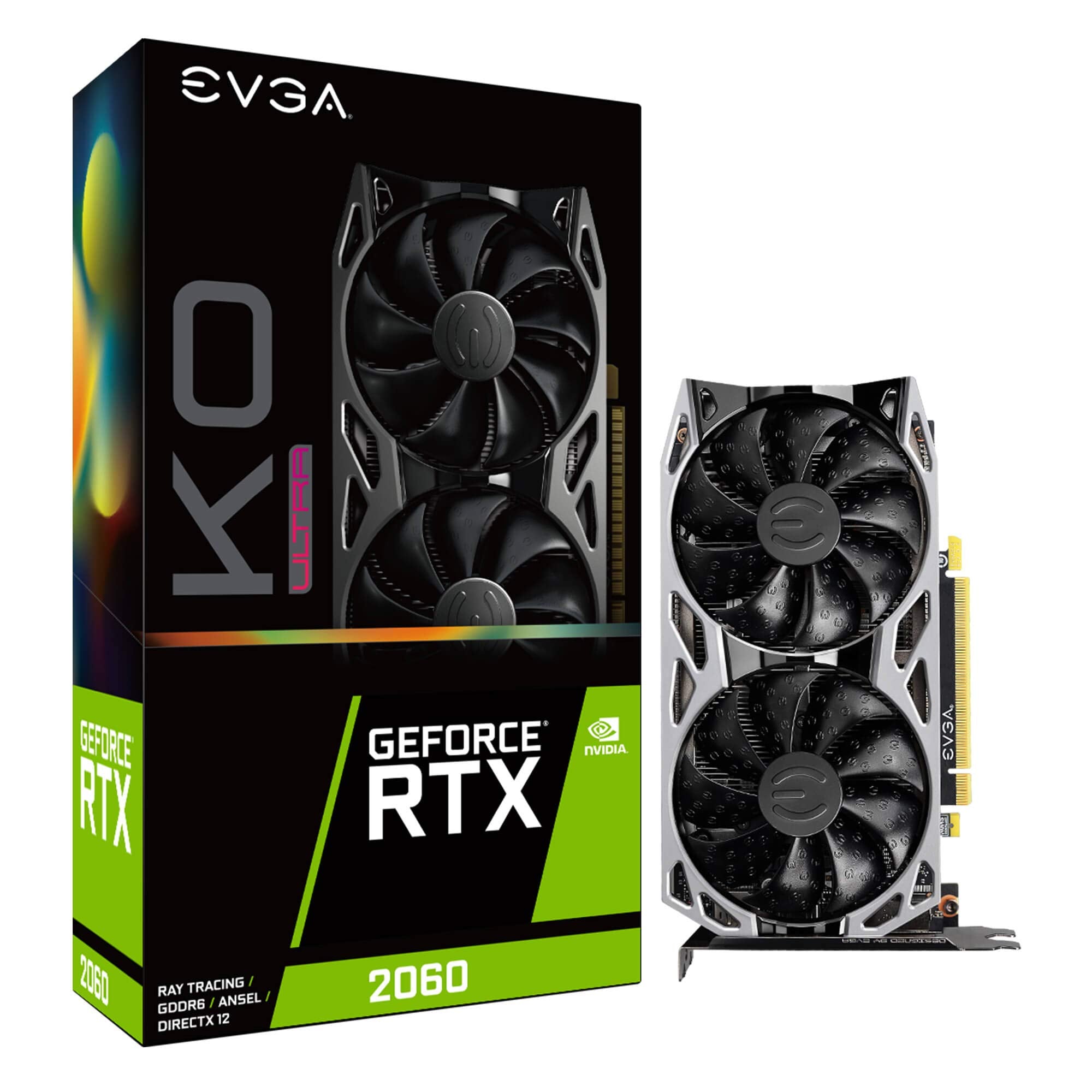 Evga Geforce Rtx 2060 Ko Ultra Gaming, 06G P4 2068 Kr, 6Gb Gddr6, Dual Fan, Metal Backplate