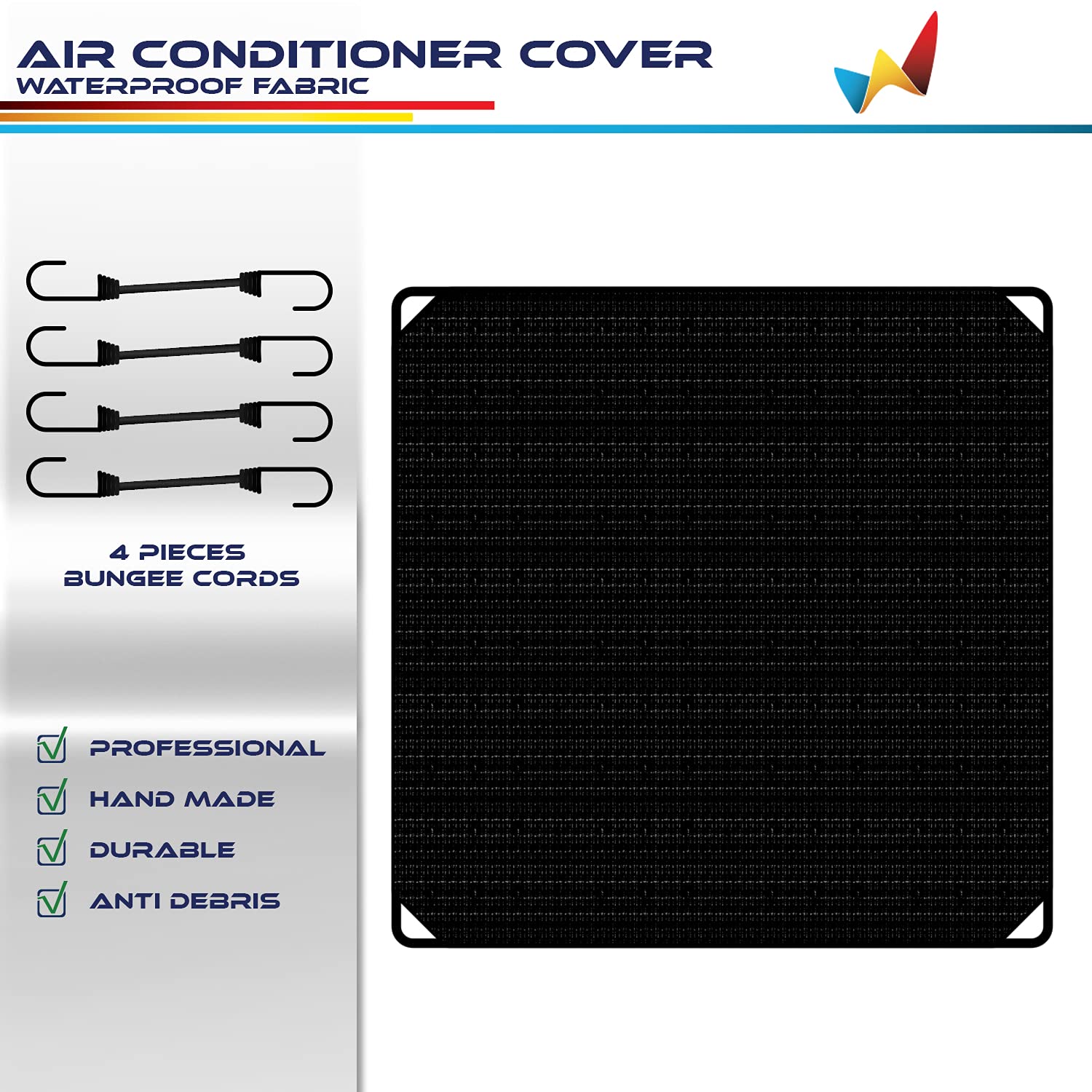 Windscreen4Less 32''X32'' A/C Unit Cover Winter Waterproof Air Conditioner Compressor Condenser Cover With Bungee Cords For Outs
