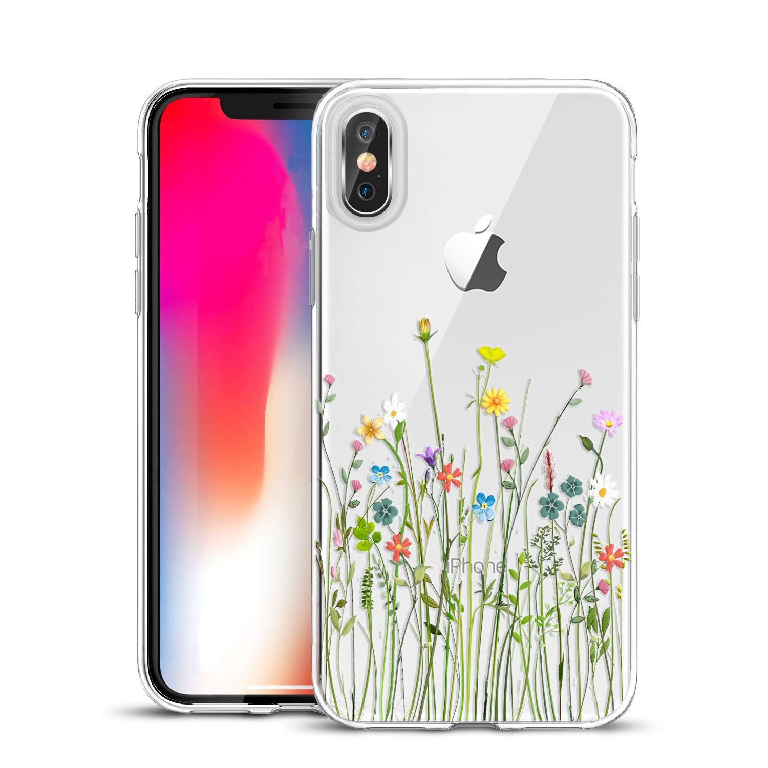 Unov Case Compatible with iPhone Xs Max Case Clear with Design Slim Protective Soft TPU Bumper Embossed Pattern Protective 6.5 I