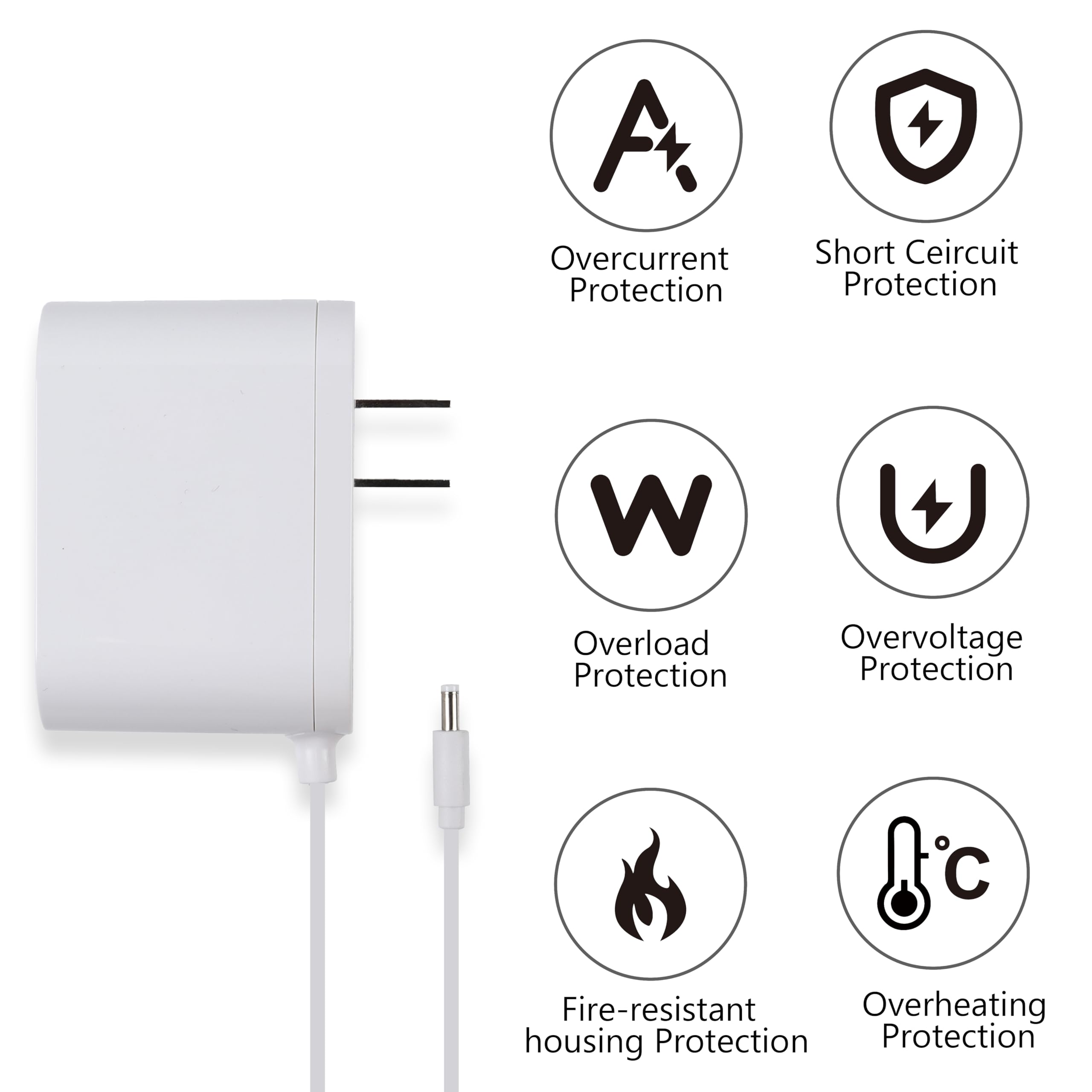 White Power Adapter Replacement For Alexa Show 5, Alexa Dot 3Rd Gen, 4Th Gen   15W Power Cord Charger