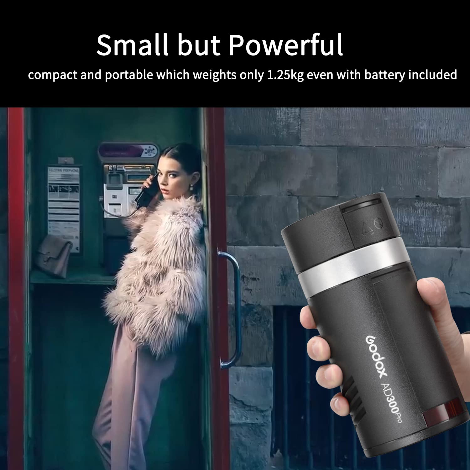 Godox Ad300Pro Outdoor Flash Strobe, 300W 2.4G Ttl 1/8000 Hss Flash, 0.01 1.5S Recycle Time, 320 Full Power Pop, 12W Modeling La