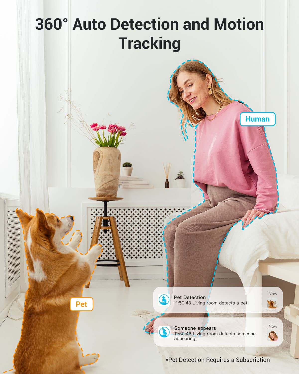 Blurams Indoor Camera, 2K Pet Camera 360 Security Camera For Home Security With Phone App, Motion Tracking, 2 Way Audio, Ir Nigh