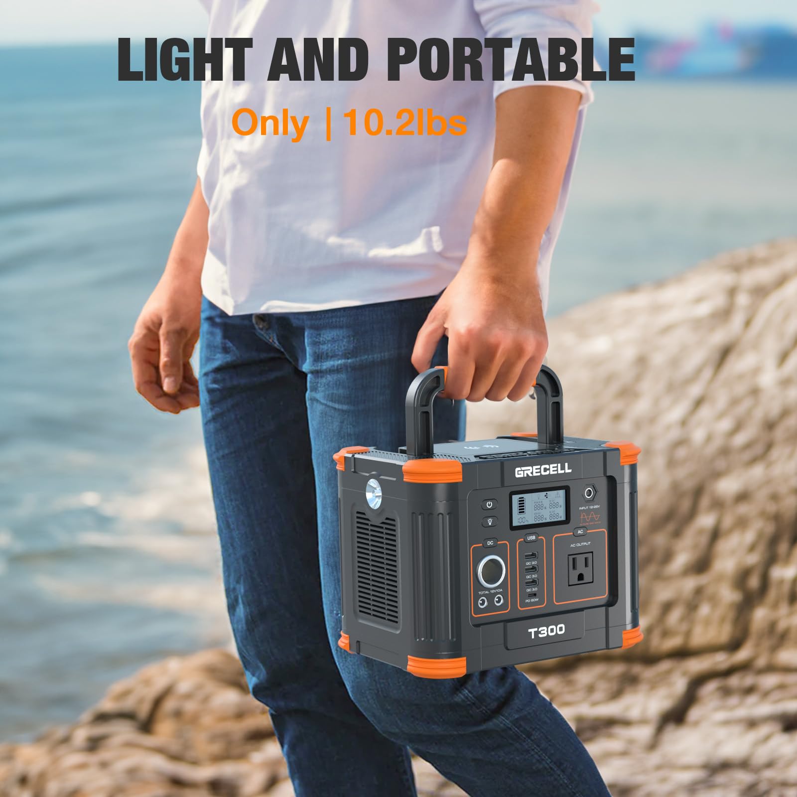 Portable Power Station 300W, Grecell 288Wh Solar Generator With 60W Usb C Pd Output, 110V Pure Sine Wave Ac Outlet Backup Lithiu