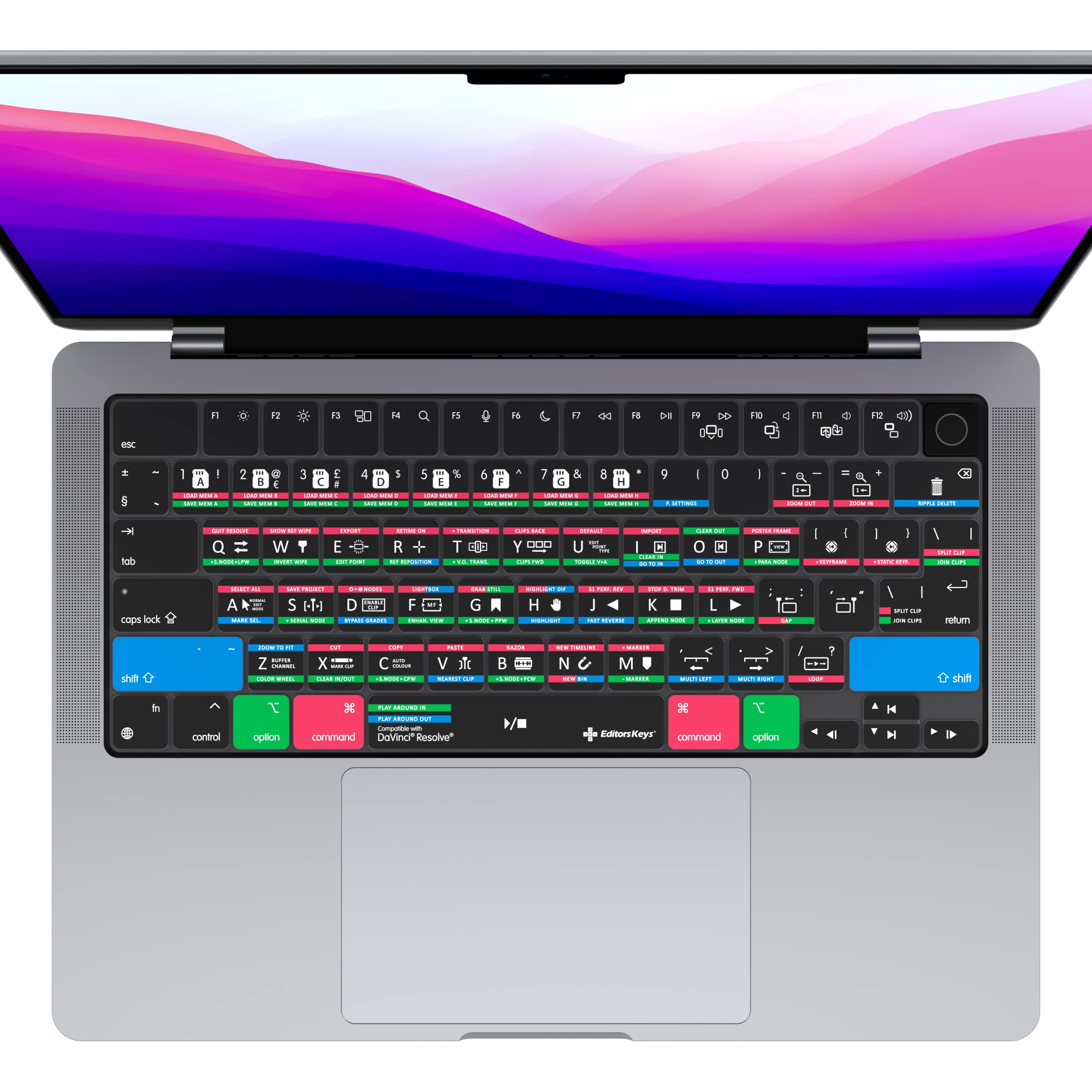 Editors Keys Cover Designed For Davinci Resolve Keyboard Cover 14'' & 16'' Macbook Pro 2021+ M1 M3 Chip   Genuine Editors Keys
