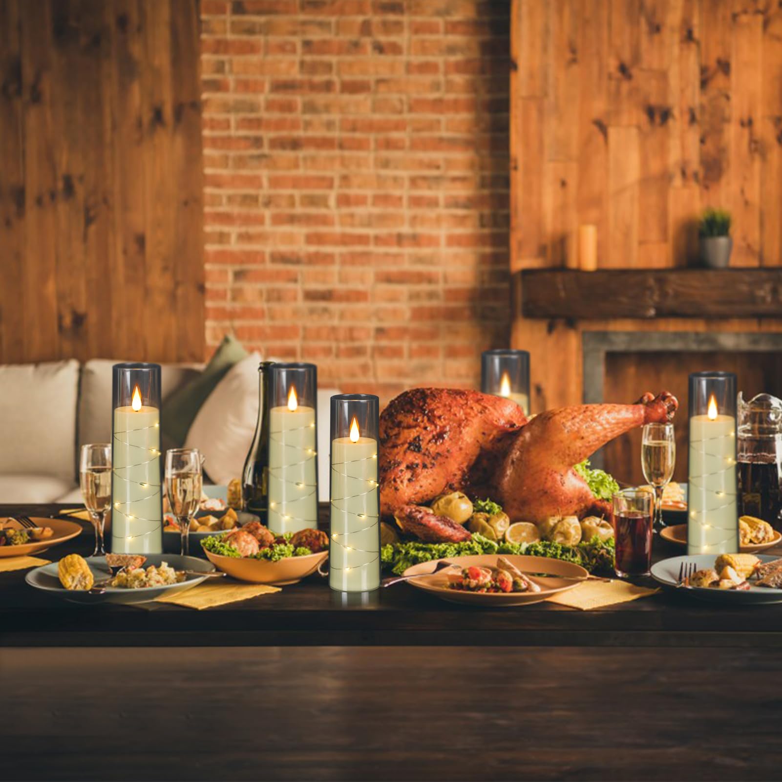 Genswin Flameless Candles With Remote Timer, 2 Pack Flickering Led Battery Operated Candles With Embedded Star String, Pillar Ba