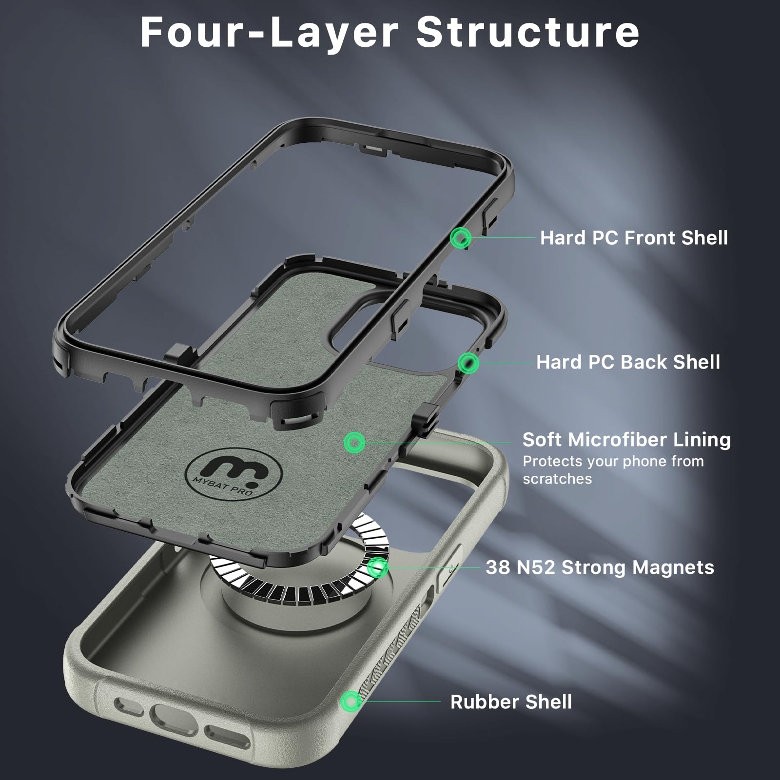 M Mybat Pro Maverick Series Iphone 15 Pro Max Case With Belt Clip Holster,[Compatible With Magsafe]W/Screen Protector ,Anti Drop