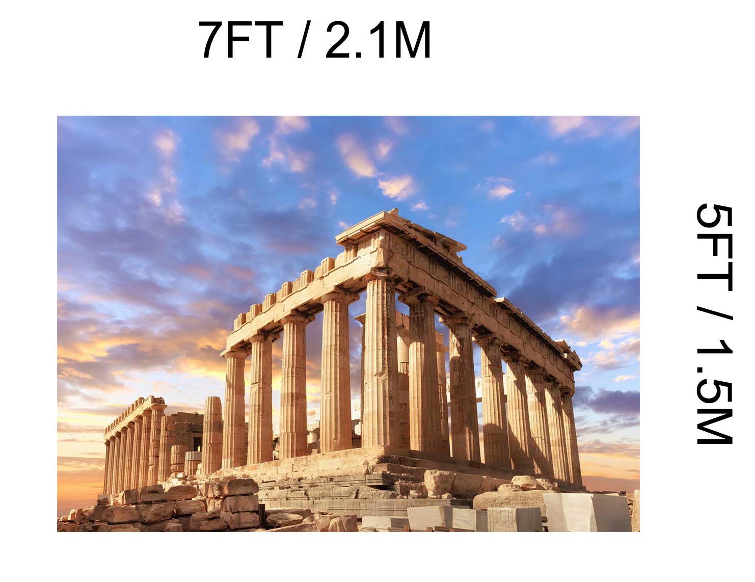 Beleco 7X5Ft Fabric Ancient Greek Photography Backdrop Parthenon Temple In Acropolis In Athens Greece Backdrops For Mythology Pa