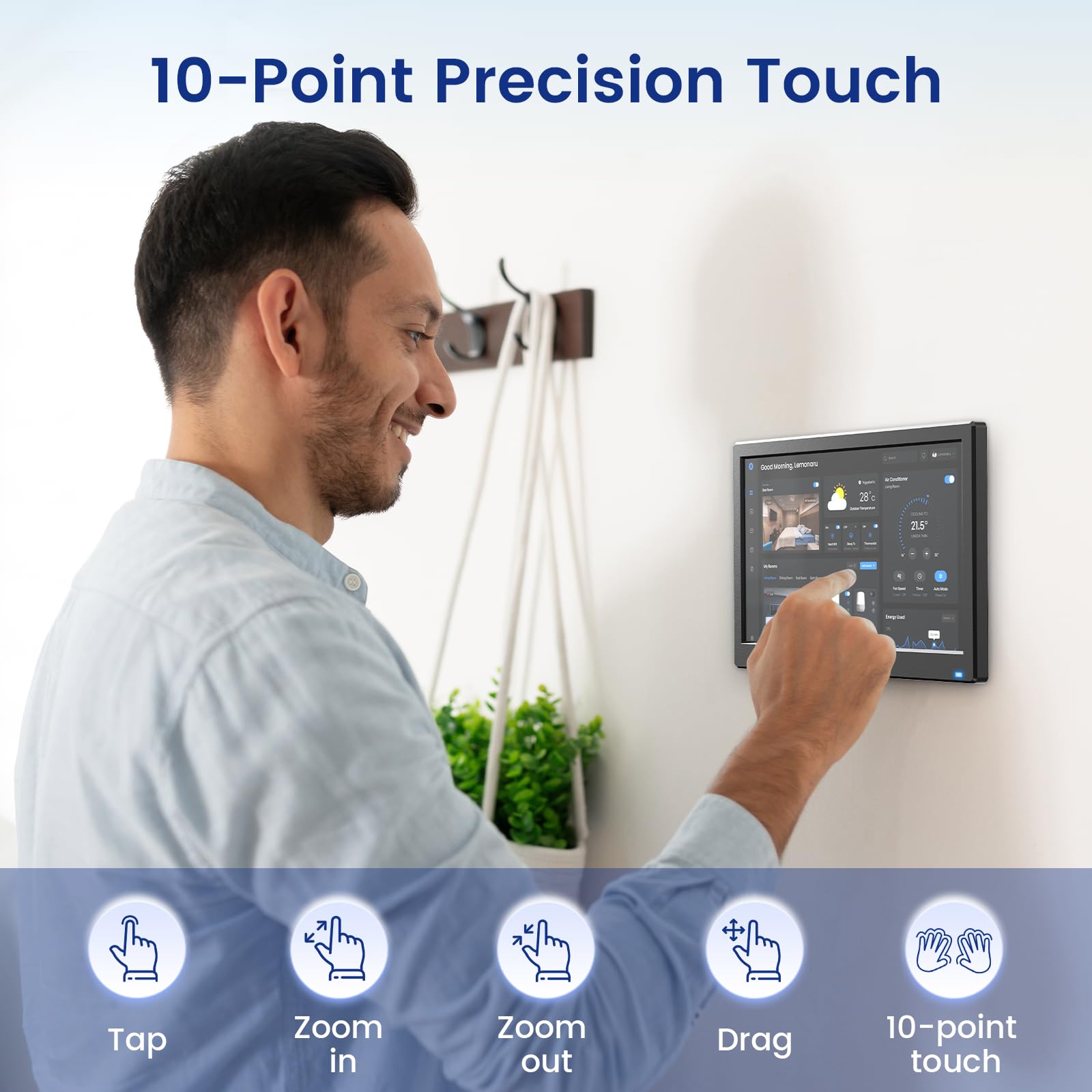 Eyoyo Em116Id 12'' Small Touchscreen Monitor 1366X768 10 Point Multi Capacitive Touch Screen Display With Hdmi Vga Mini Led Comp