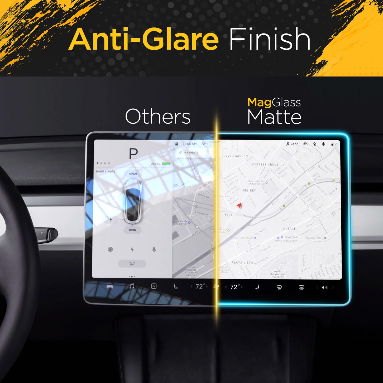 Matte Screen Protectors For Tesla Model 3 Highland (2024) Front And Rear, Anti Glare Fingerprint Resistant Tempered Glass Displa