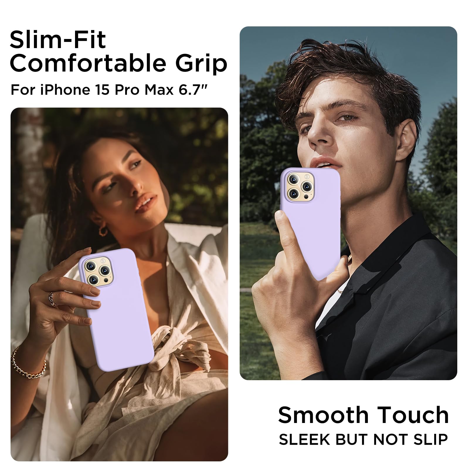 Coffker Compatible With Iphone 15 Pro Max Case, Liquid Silicone Case, Full Body Shockproof Protective Cover Slim Thin Phone Case