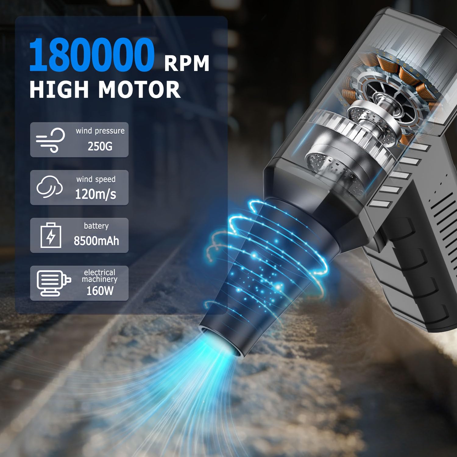 Cagiwiru Compressed Air Duster - Mini Turbo Fan, 180000Rpm Cordless Electric Air Duster For Keyboard Pc Cleaning, No Canned, Jet