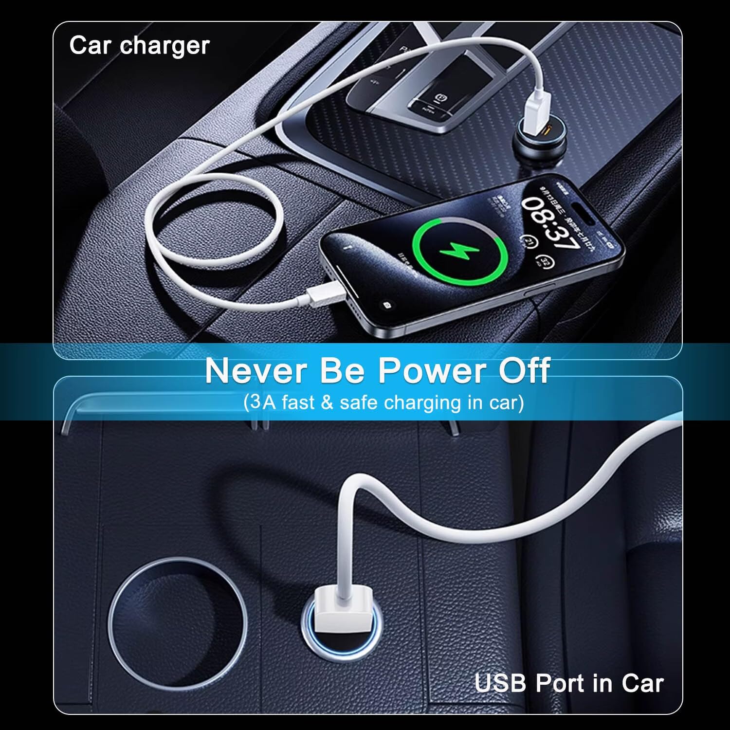 Car Carplay Cable Adapter For Iphone 15/16 Charger Cord, 3Ft Usb A To Usb C Cable Compatible For Iphone 16/15 Pro Max Plus, Ipad 10Th, Ipad Pro Air Mini Car Charging Cable