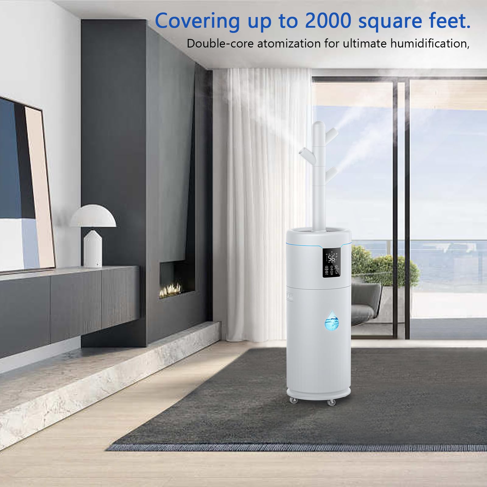 17L/4.5Gal Ultra Large Humidifiers For Bedroom 2000 Sq Ft, Quiet Humidifiers For Large Room, Tower Humidifier With 4 Mist Mode &