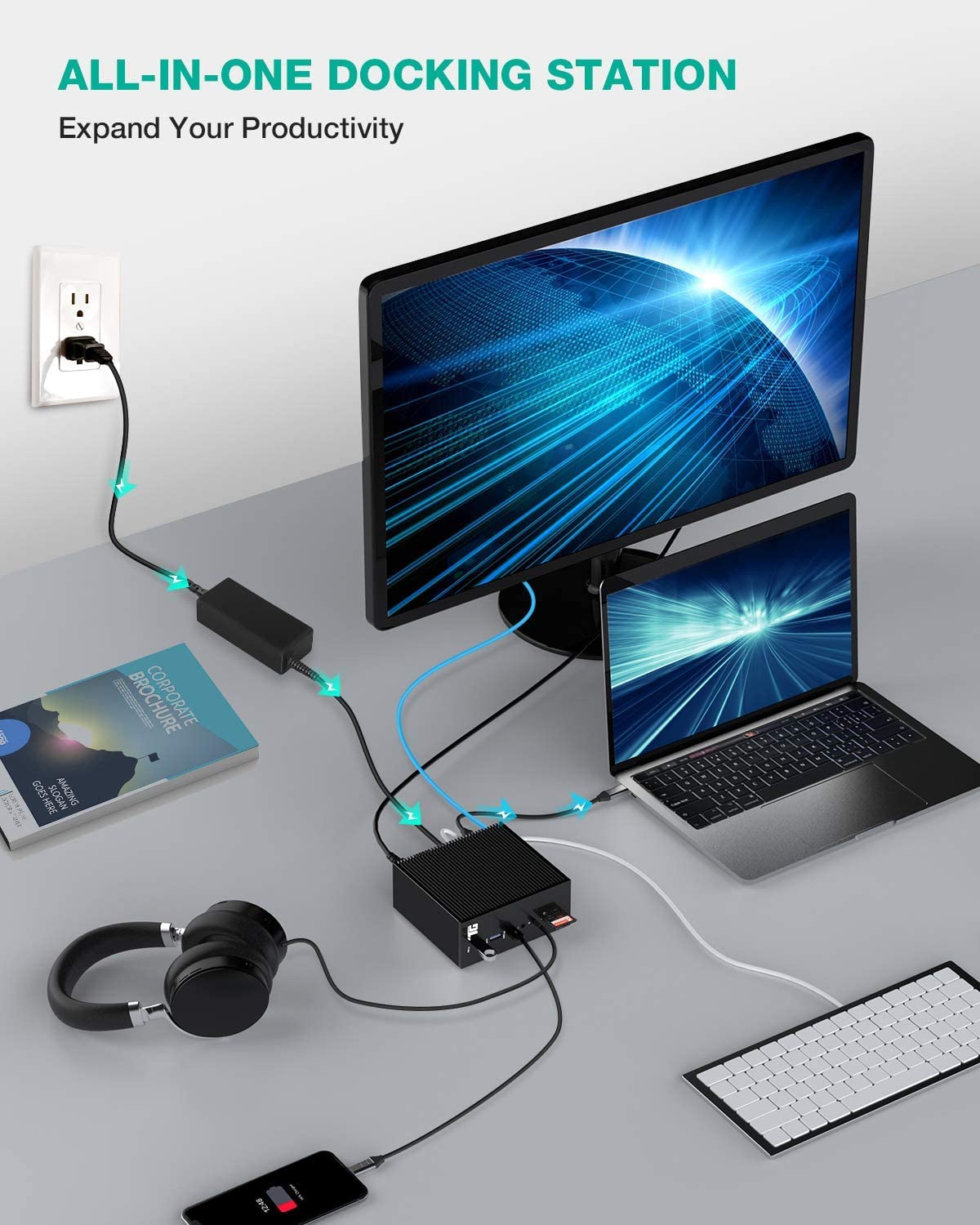 Tiergrade Usb C Docking Station Dual Monitor For Windows/Macos, 17 In 1 Triple Display Laptop Docking Station, Usb C Dock With D