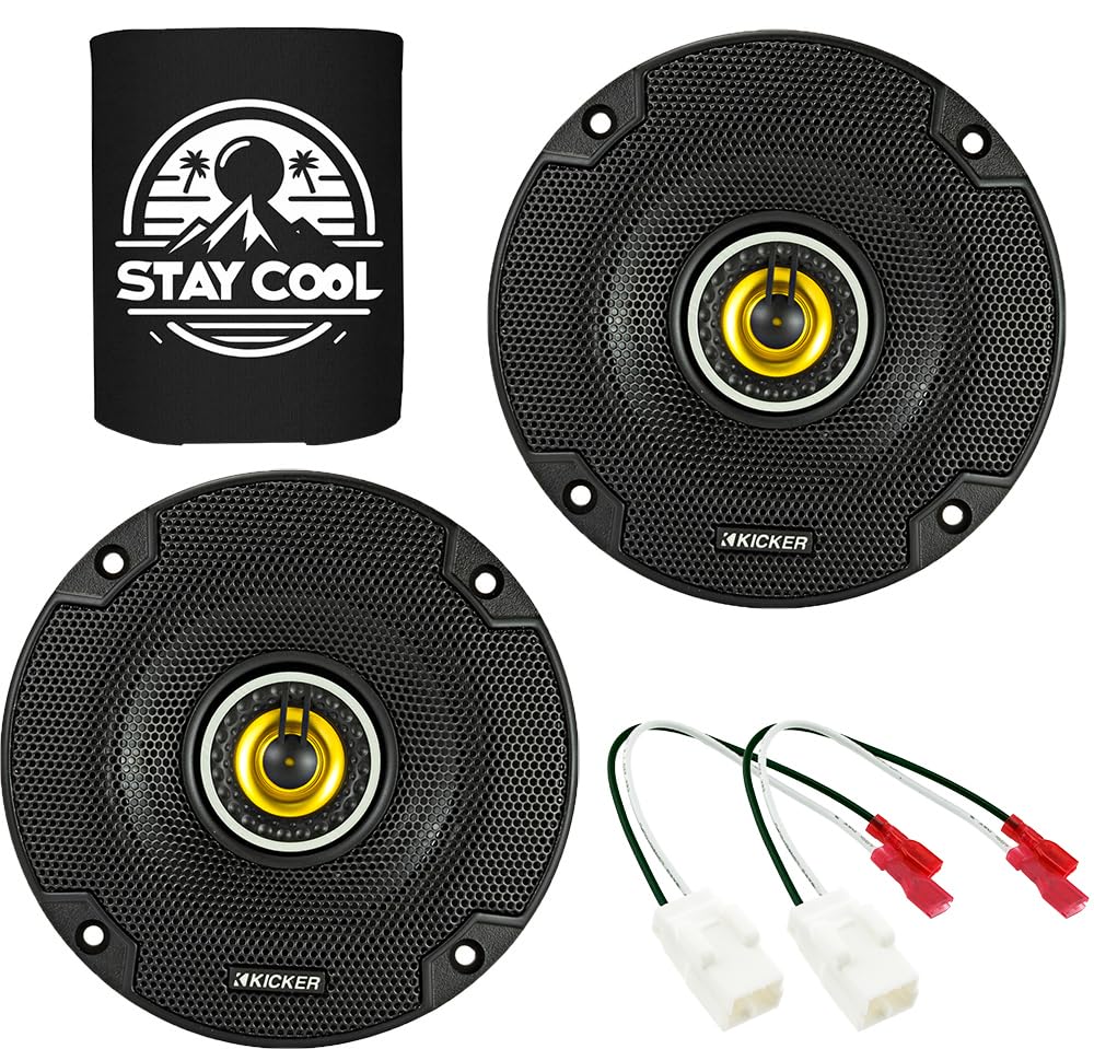 KICKER Speakers 4 inch for Jeep Wrangler JL 2018-2023 Upgrade Kit - Pair of CS Series with Harness, Coaxial Car Audio Front Dash