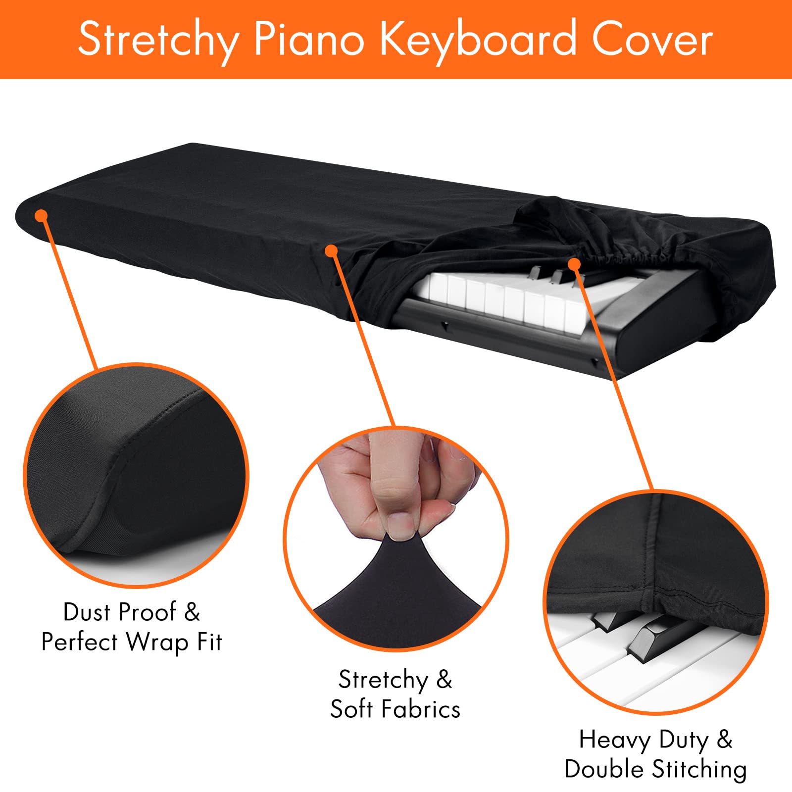 Piano Keyboard Dust Cover, 88 Keys Piano Music Keyboard Dirt Proof Cover, Stretchy Electronic Keyboard Piano Cover, Electronic K