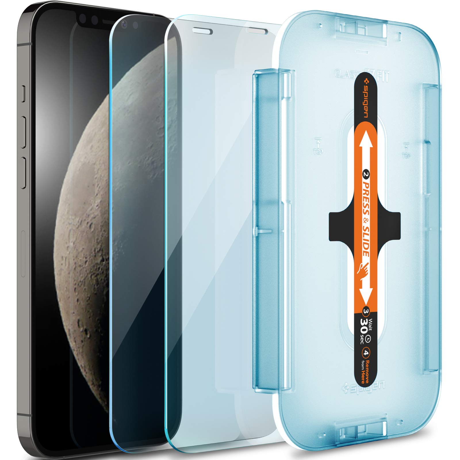 Spigen Tempered Glass Screen Protector [Glastr Ez Fit] Designed For Iphone 12 Pro/Iphone 12   Sensor Protection / 2 Pack