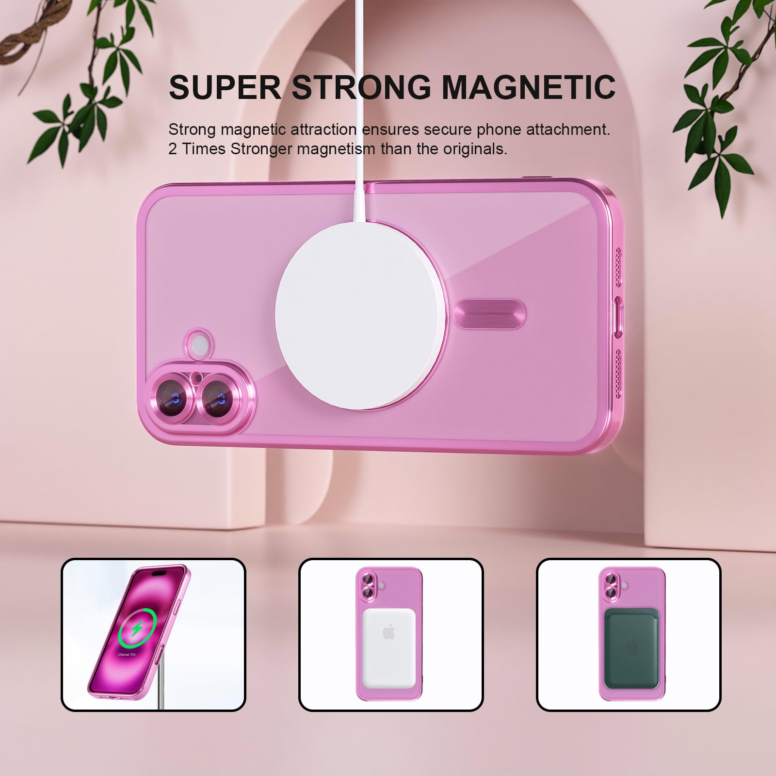 Misea Magnetic For Iphone 16 Case With Magsafe [Never Yellowing] [Military Grade Drop Protection] Full Camera Lens Protector Pla