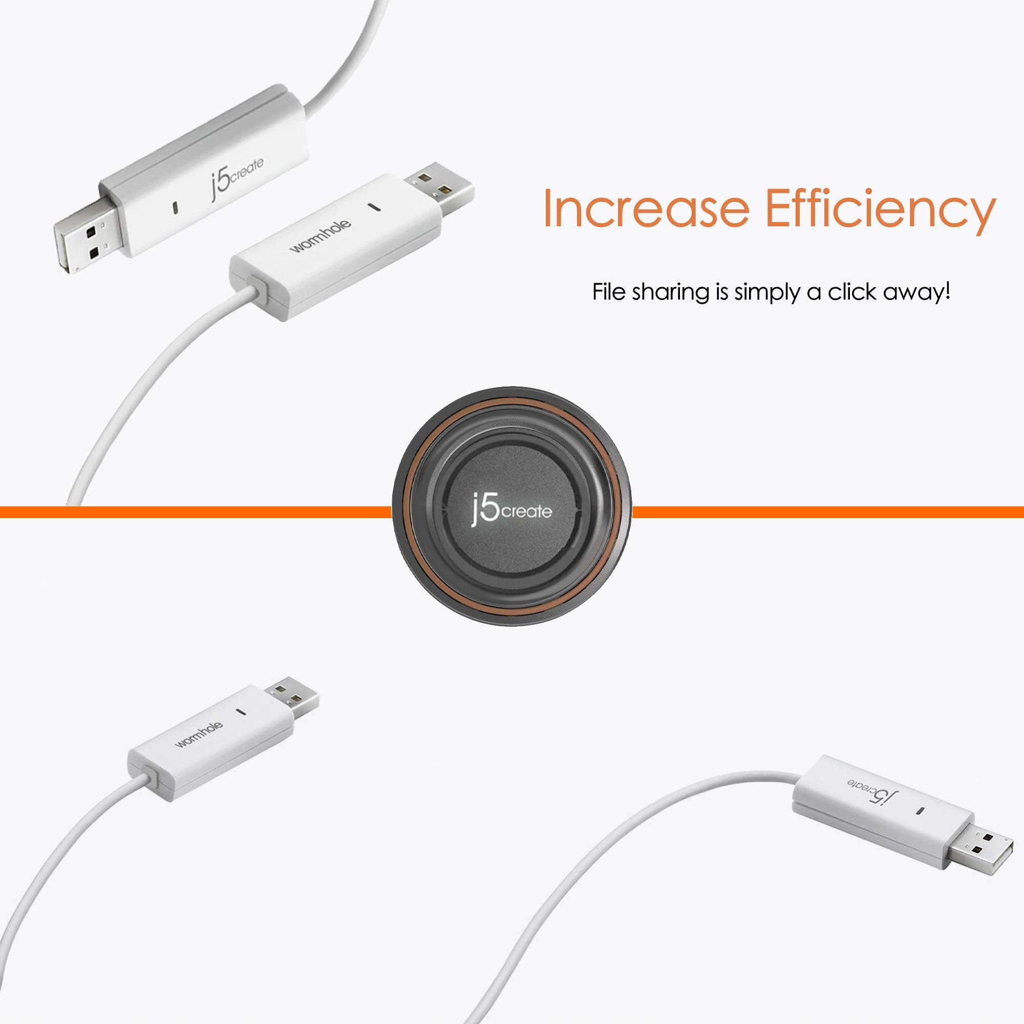 J5Create Juc100 Data, Keyboard, And Mouse Sharing/Transfer Usb Cable [ Wormhole Switch Windows To Windows ] Transfer Data Betwee