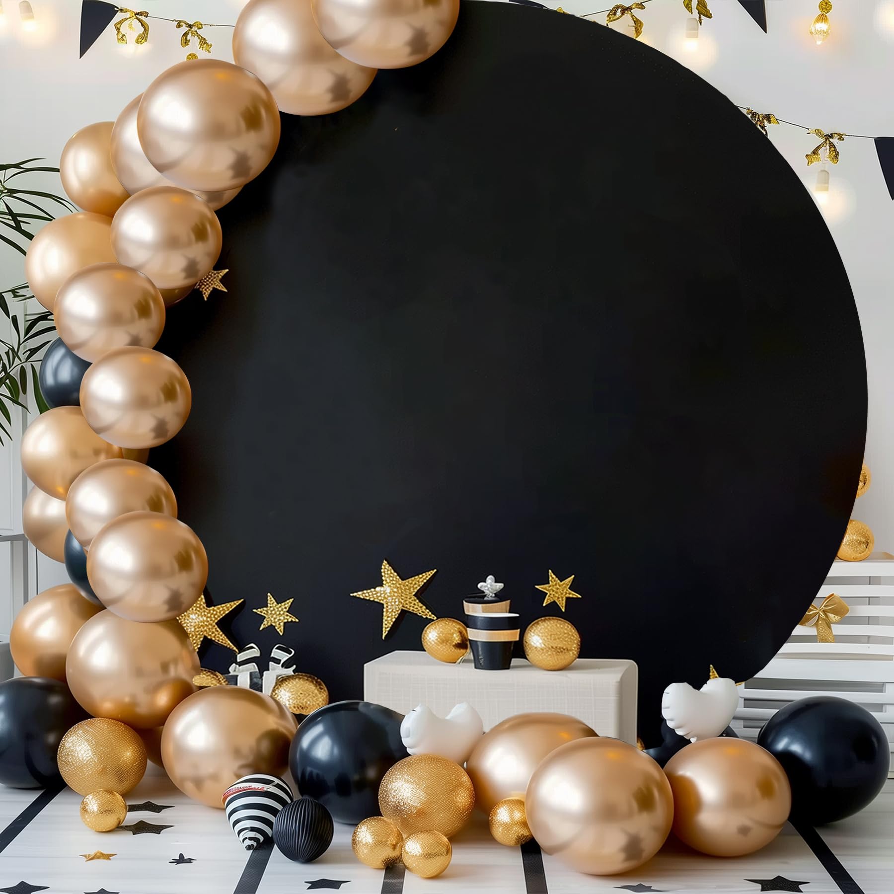 Haefoo 7.2Ft Black Round Backdrop Cover For 5 To 7.2Ft Circle Arch Stand   Adjustable Wrinkle Free Circle Backdrop Cover For Bir