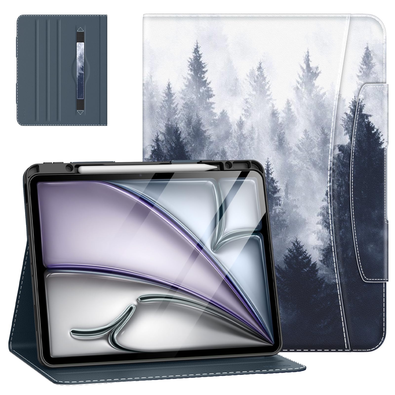 Moko Case For Ipad Air 13 Inch (M3 2025 / M2 2024) & Ipad Pro 12.9 2022/2021 With Pencil Holder, Premium Leather Folio Stand Cov