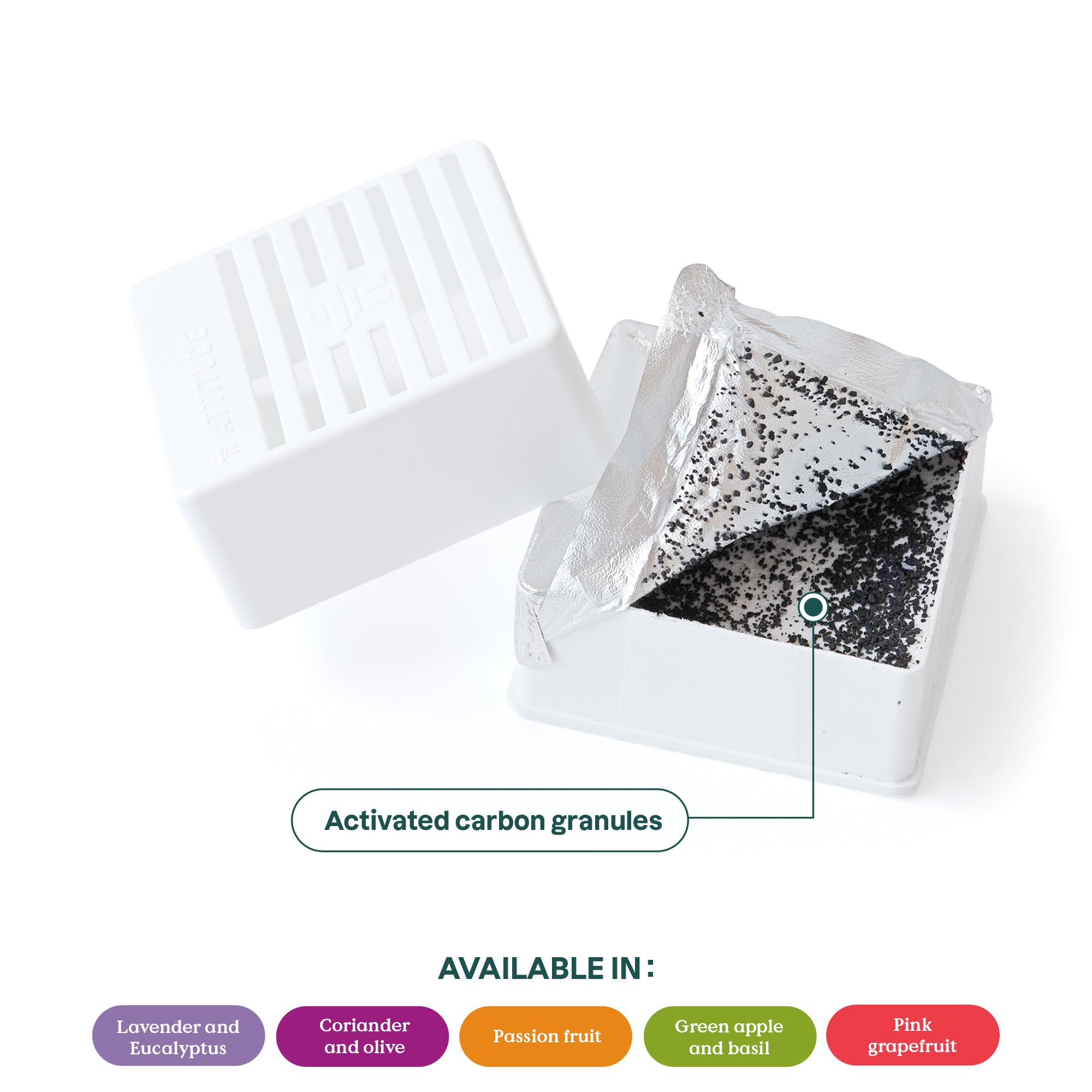 Attitude Air Purifier, Activated Carbon Freshener, Odor Remover, Plant And Mineral Based, Vegan, Pink Grapefruit, 8 Ounces