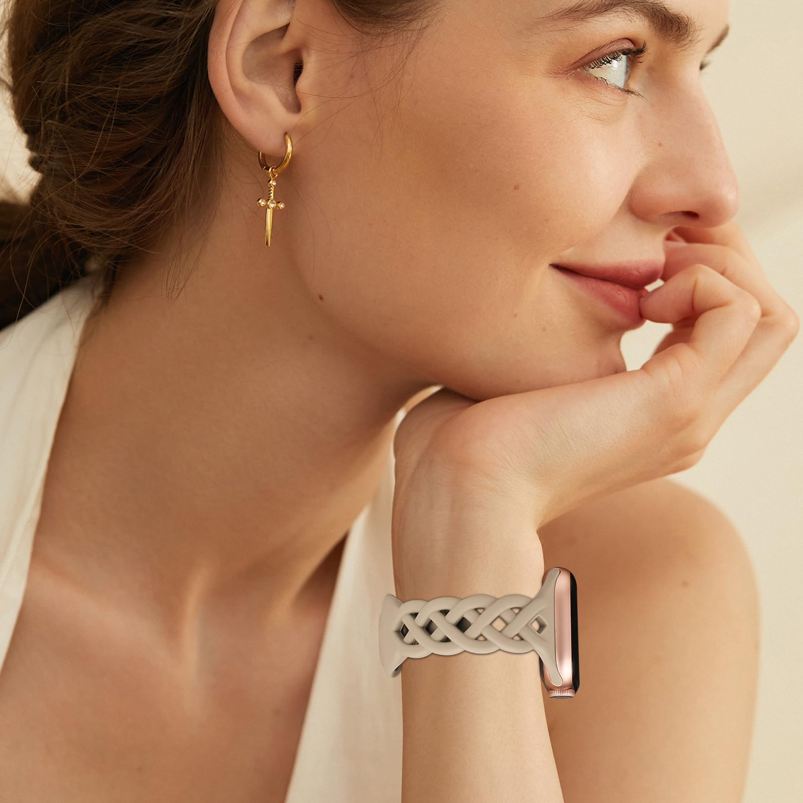 Slim Silicone Bands Compatible With Apple Watch Band 40Mm 38Mm 41Mm 44Mm 45Mm 46Mm 42Mm Women Floral Breathable Braided Lace Thi