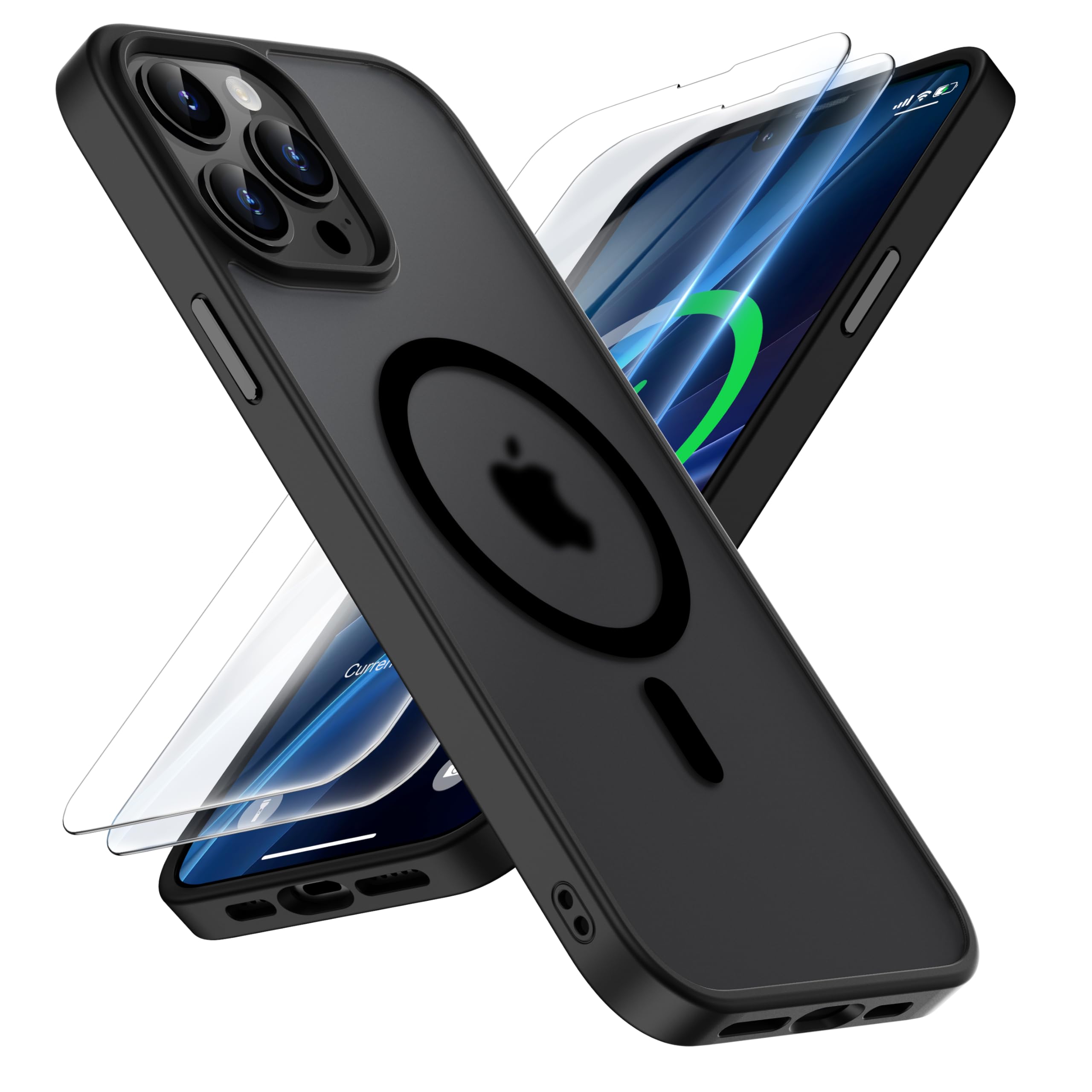 ORETECH Magnetic for iPhone 12 Pro Max Case, [Compatible with MagSafe][2 Pcs Screen Protectors][15 FT Drop Protection] Frosted T