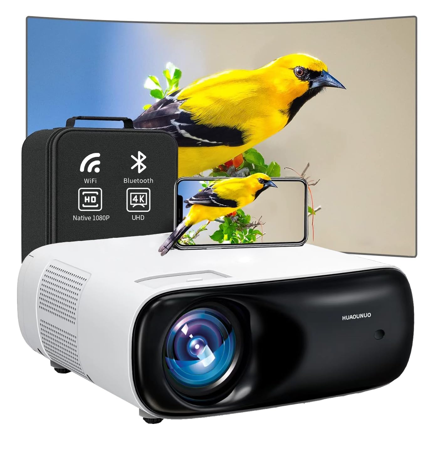 4K Projector With Wifi 6 And Bluetooth,Aboolon P6 1000 Asin Outdoor Movie Projector With 500''Display,6D Keystone Correction,50%