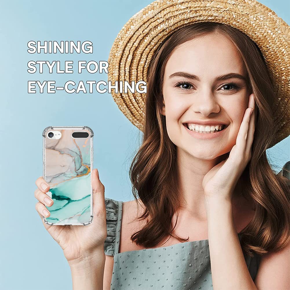 Kanghar Ipod Touch 7/6/5 Case, Marble Pattern With Screen Protector,Kickstand Ring Holder Soft Tpu Bumper Shockproof Cover For I