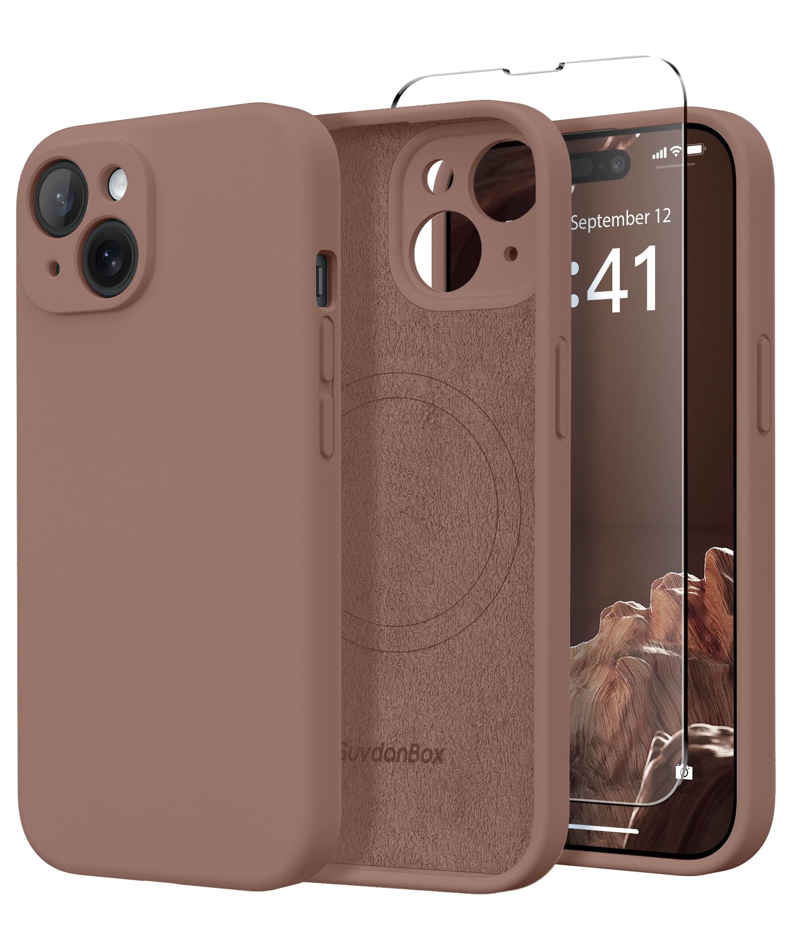 Suydanbox Magnetic For Iphone 15 Case, Compatible With Magsafe, [2 Screen Protector + Full Camera Protection], Silicone Shockpro