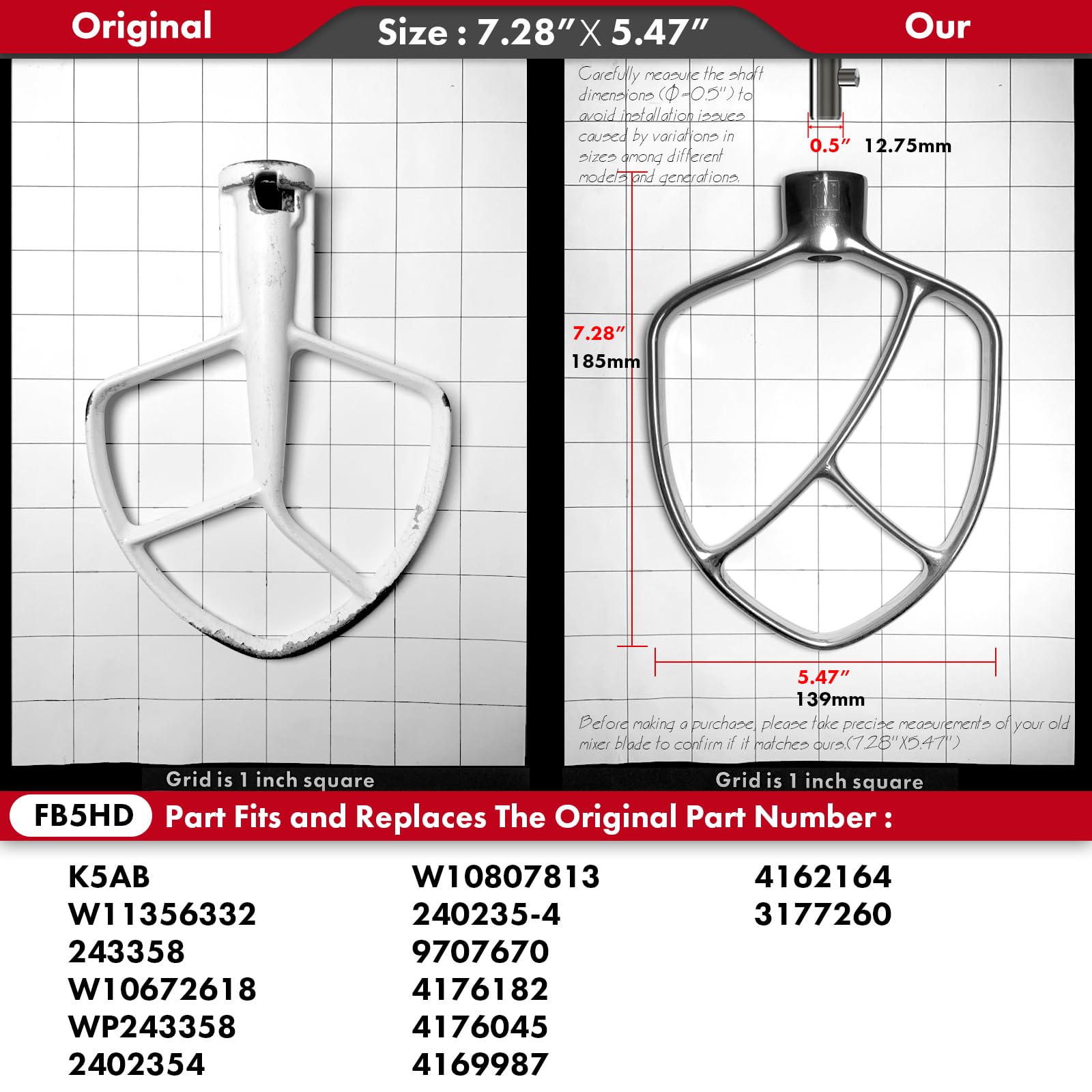 Stainless Steel Paddle,Flat Beater   Accessories And Attachments For Kitchenaid Mixers, Fit 5 Qt Bowl Lift Mixing Bowl