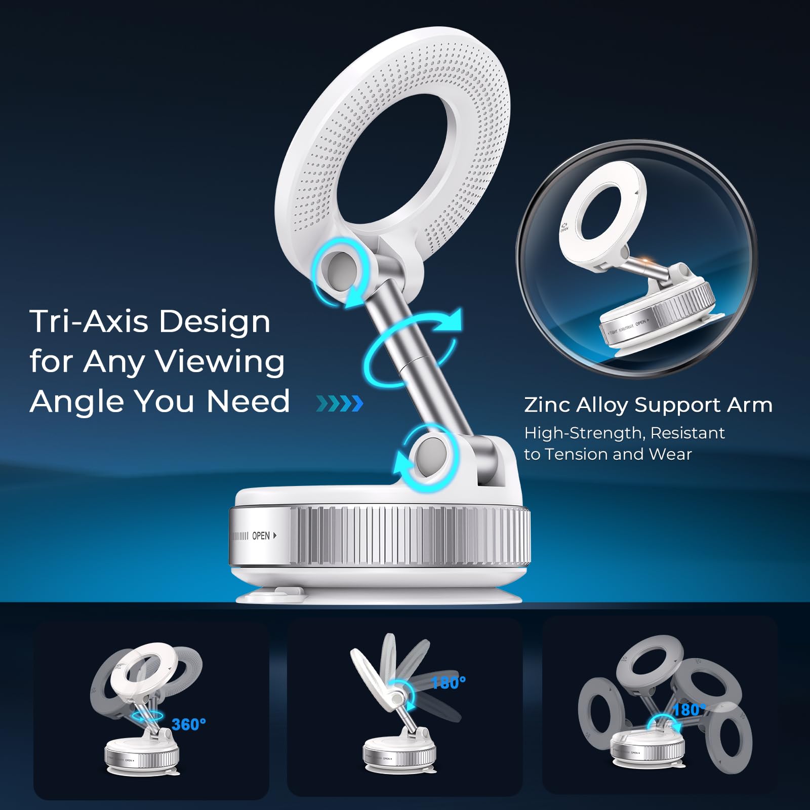 Jfchsk Vacuum Magnetic Phone Holder, Vacuum Magnetic Car Phone Mount, Vacuum Suction Phone Holder For Car/Gym/Kitchen/Mirror/Smo