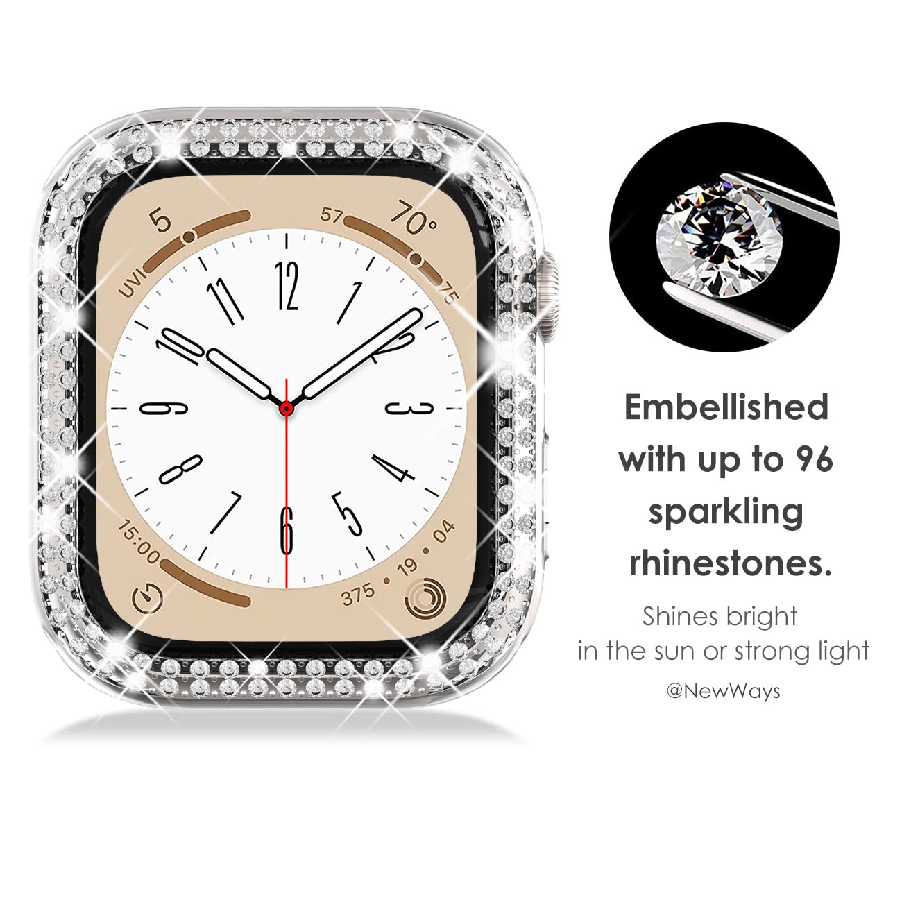 Newways 2 Pack Bling Cases Compatible For Apple Watch Series 8 41Mm Series 7, Protective Bumper For Iwatch Series8/ 7 (41Mm, Bla