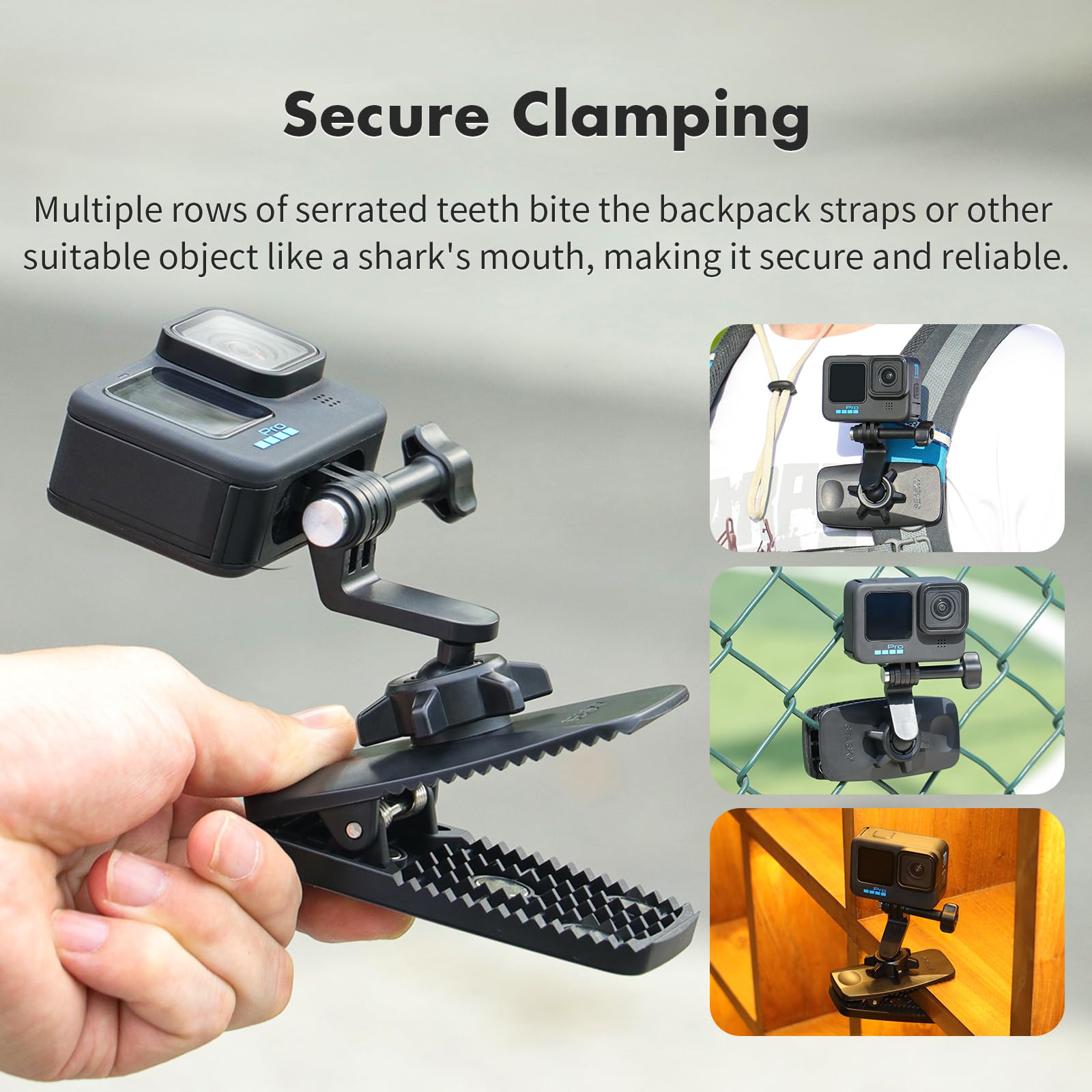 Seasky Vlog Backpack Strap Mount Clip Clamp Holder Magnetic Multi Function For Gopro Hero12/11/10/9 Dji Action 4/3/2 Insta360 X4