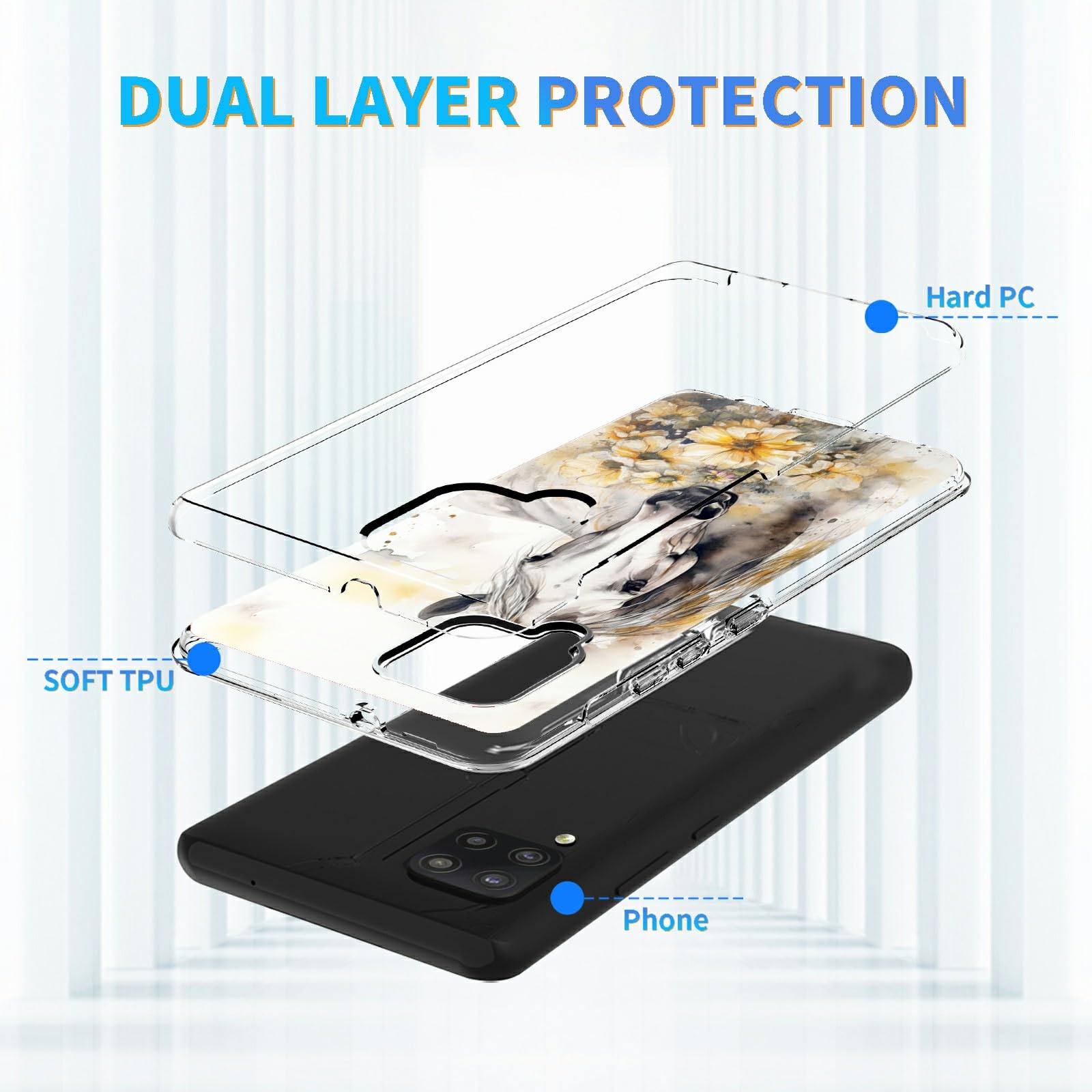 Dikoer Galaxy A42 5G Case, A42 5G Phone Case For Women Men, 2 In 1 Heavy Duty Hybrid Clear Hard Pc Cover Soft Silicone Shockproo