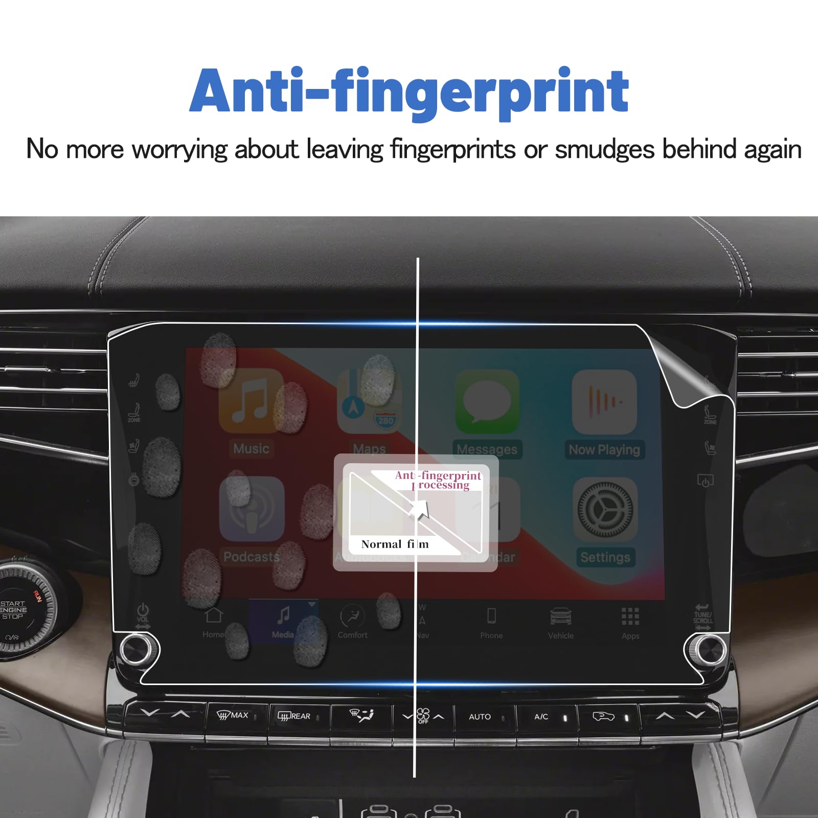 Shaohao For 2024 Jeep Grand Wagoneer Screen Protector 2022 2024 Grand Wagoneer (Base, Series, Obsidian) 12 Inch Touch Screen Pro