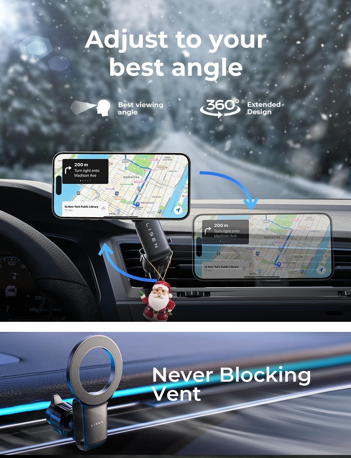 Lisen Fits Magsafe Car Mount - Magnetic Phone Holder For Car,Car Accessories For Men Women For Iphone 16 15 14 13 12 Pro Max Plu