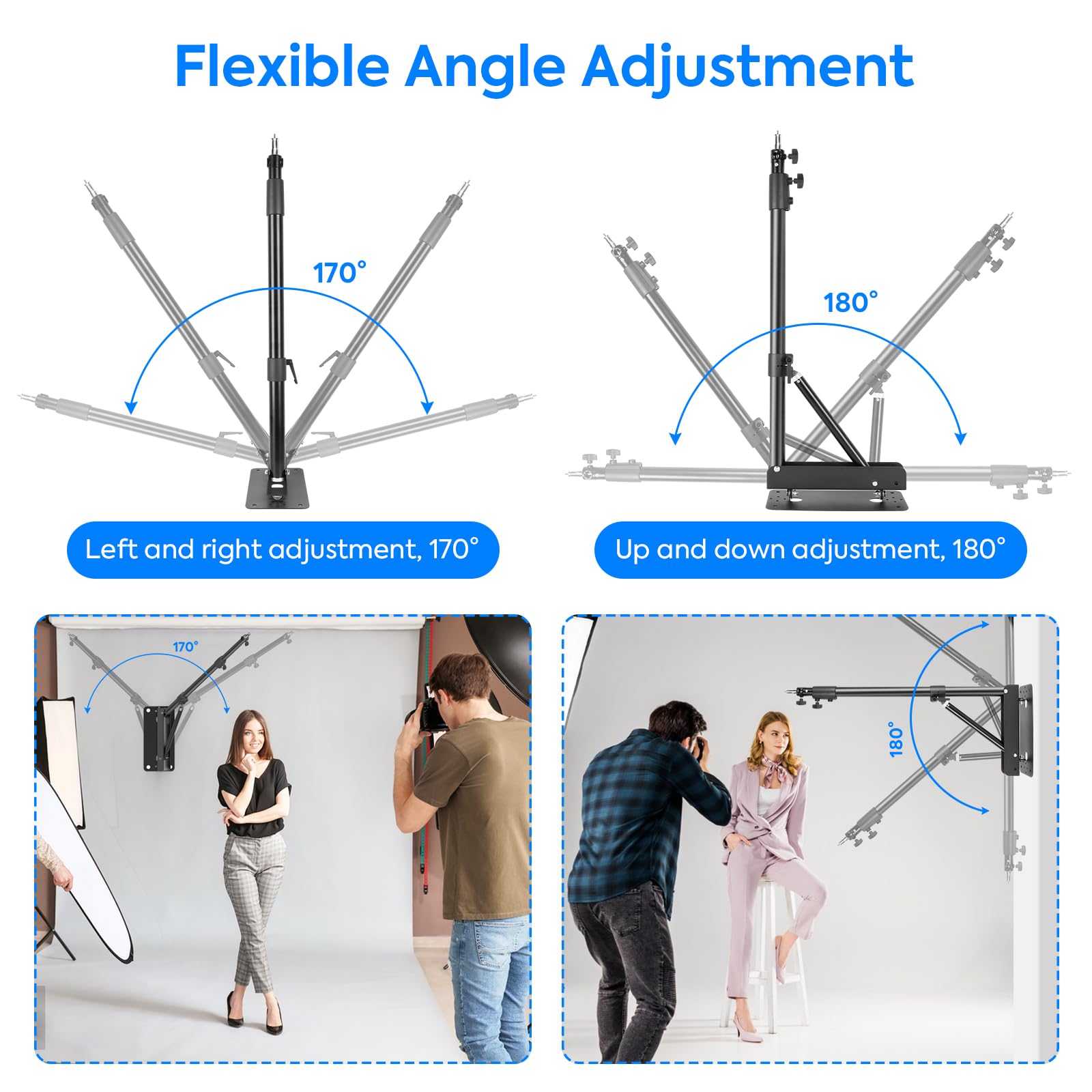 Sedgewin Ring Light Wall Mount 51Inch Adjustable Wall Mount Triangle Boom Arm With 1/4 & 3/8 Screw Save Space 180 Rotation For B