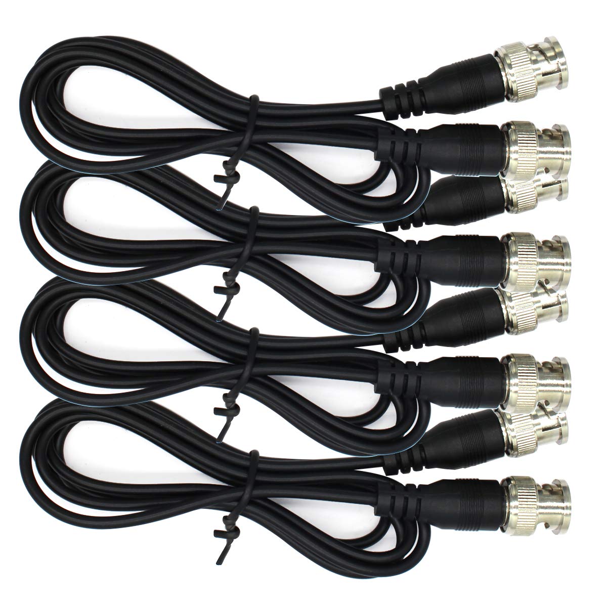 Anvision 4 Pack Black 1M 3.3Ft Bnc Male To Bnc Male Jumper Cable With Black Connector For Cctv Dvr To Tv System