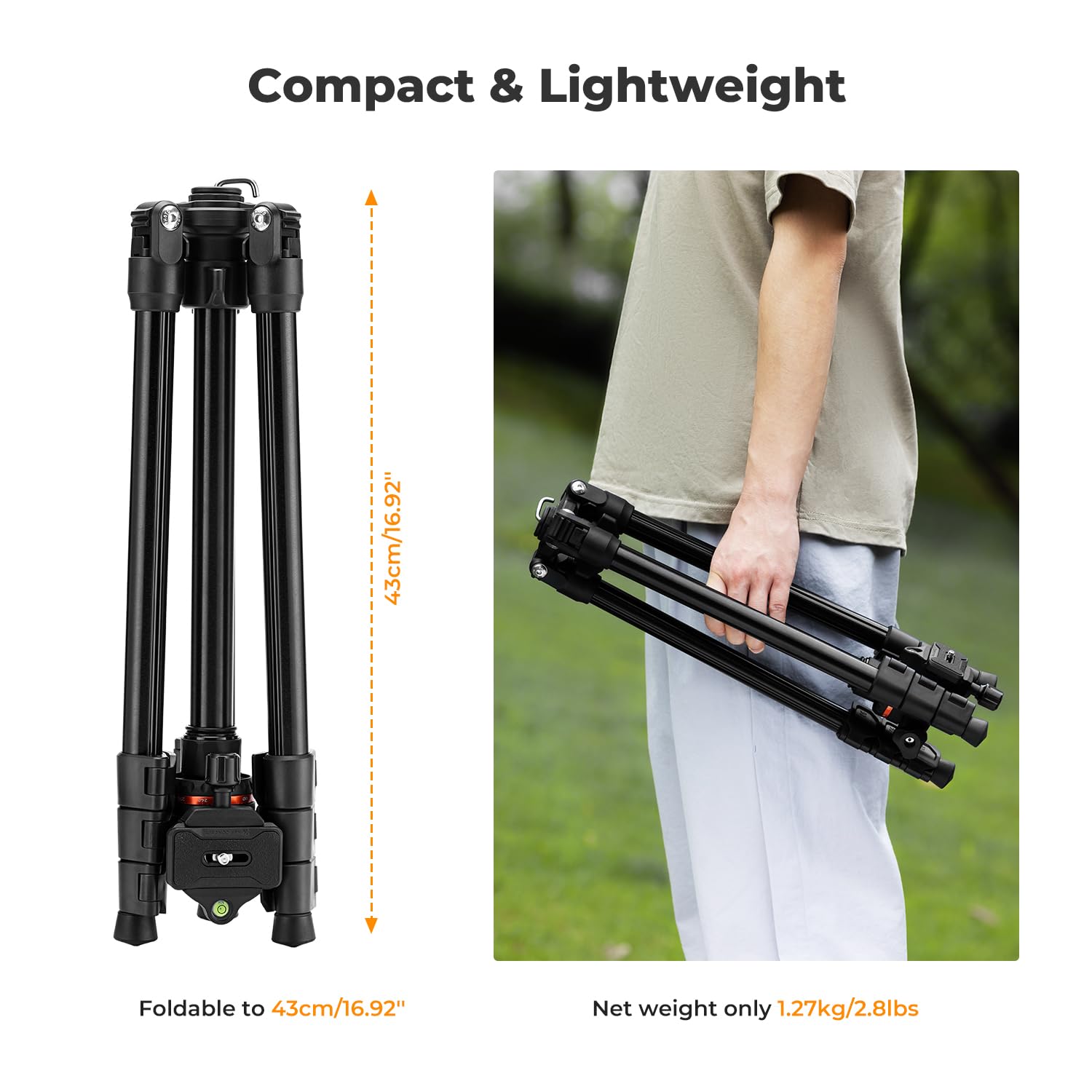 K&F Concept 70 Inch/178Cm Camera Tripod, Lightweight Travel Tripods For Camera With 360 Degree Ball Head Load Capacity 8Kg/17.6Lbs, Cellphone Clip For Smartphone Live Streaming Vlog K234A3+Bh 36