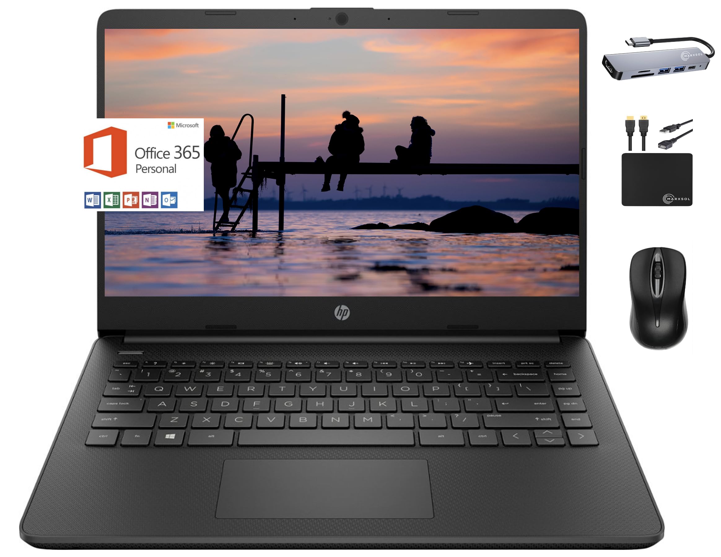 Hp 2024 Premium 14'' Micro Edge Portable Laptop Student Business, Intel Quad Core N4120, 4Gb Ram, 192Gb (128Gb Emmc+ 64Gb Card),